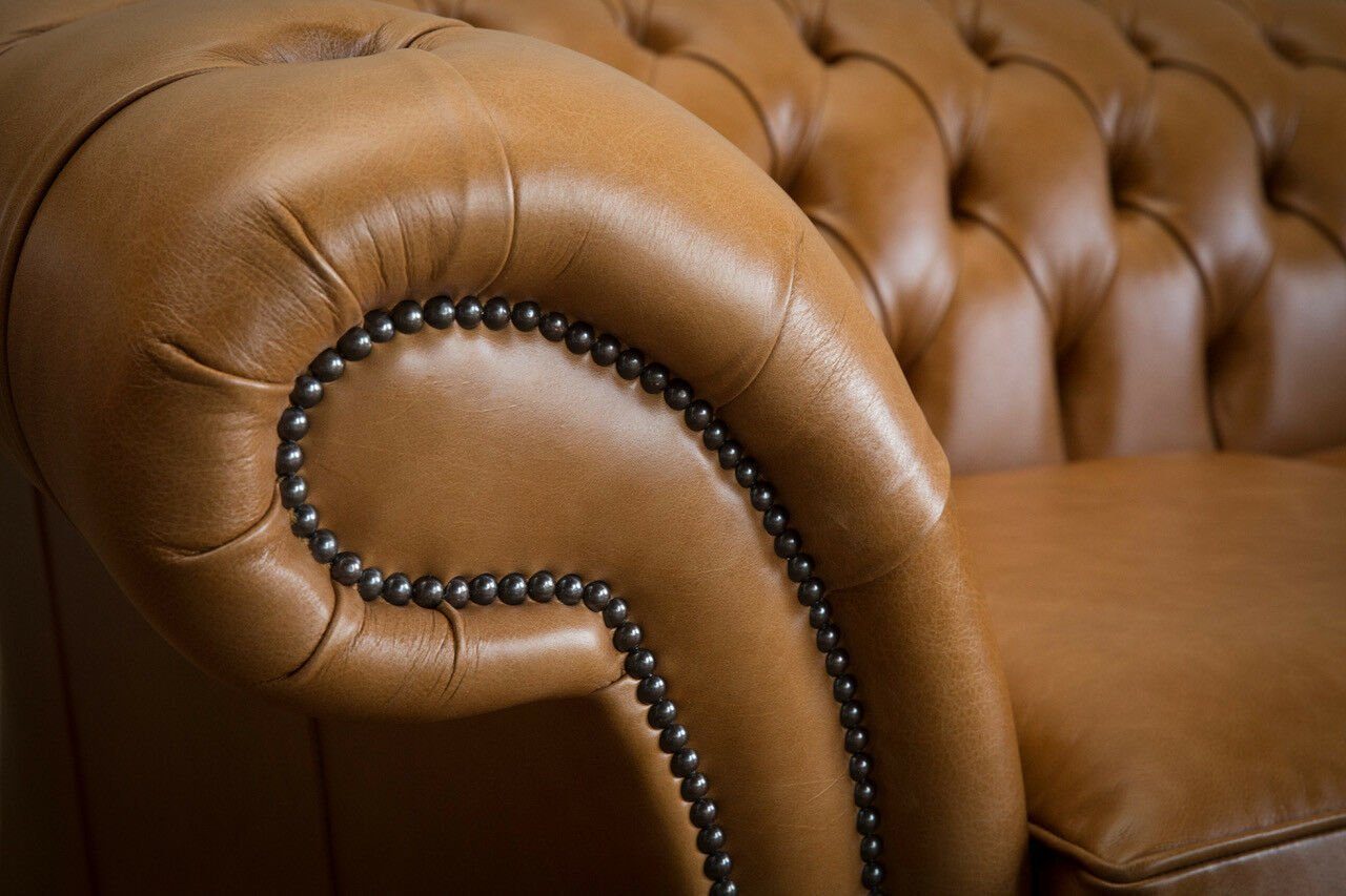 JVmoebel Chesterfield-Sofa Chesterfield Design Luxus Garnitur Couch Sofa Sitz 100% in Europe Leder Sofort, Made
