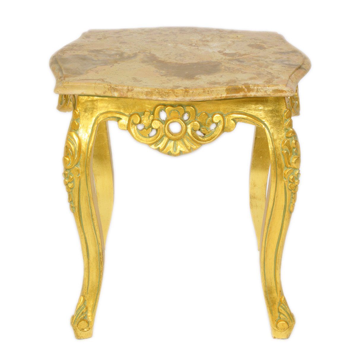 Casa Padrino Beistelltisch Barock Beistelltisch Gold mit cremefarbener Marmorplatte 55 x 55 cm x H 55 cm