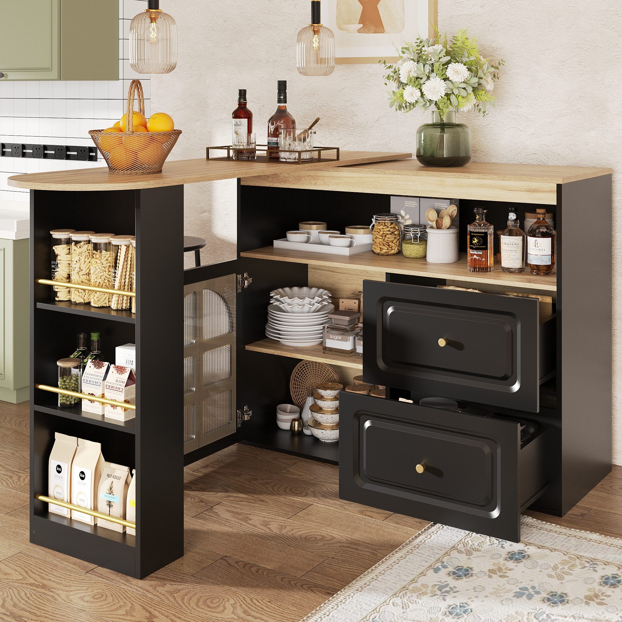 Flieks Bartisch 360° drehbar Stehtisch mit Kommode (1-St., mit verstellbare günstig online kaufen