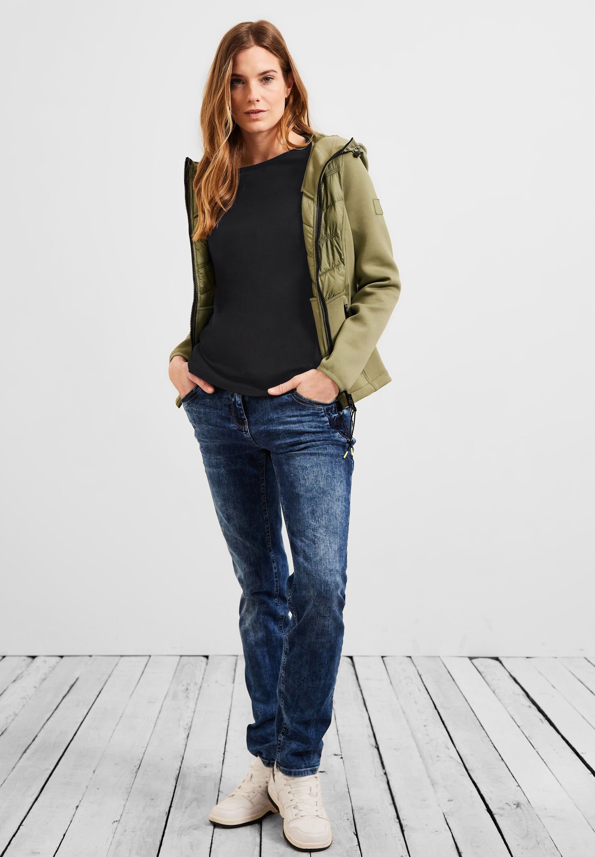 Cecil 3/4-Arm-Shirt in Unifarbe, Damen Basic Shirt