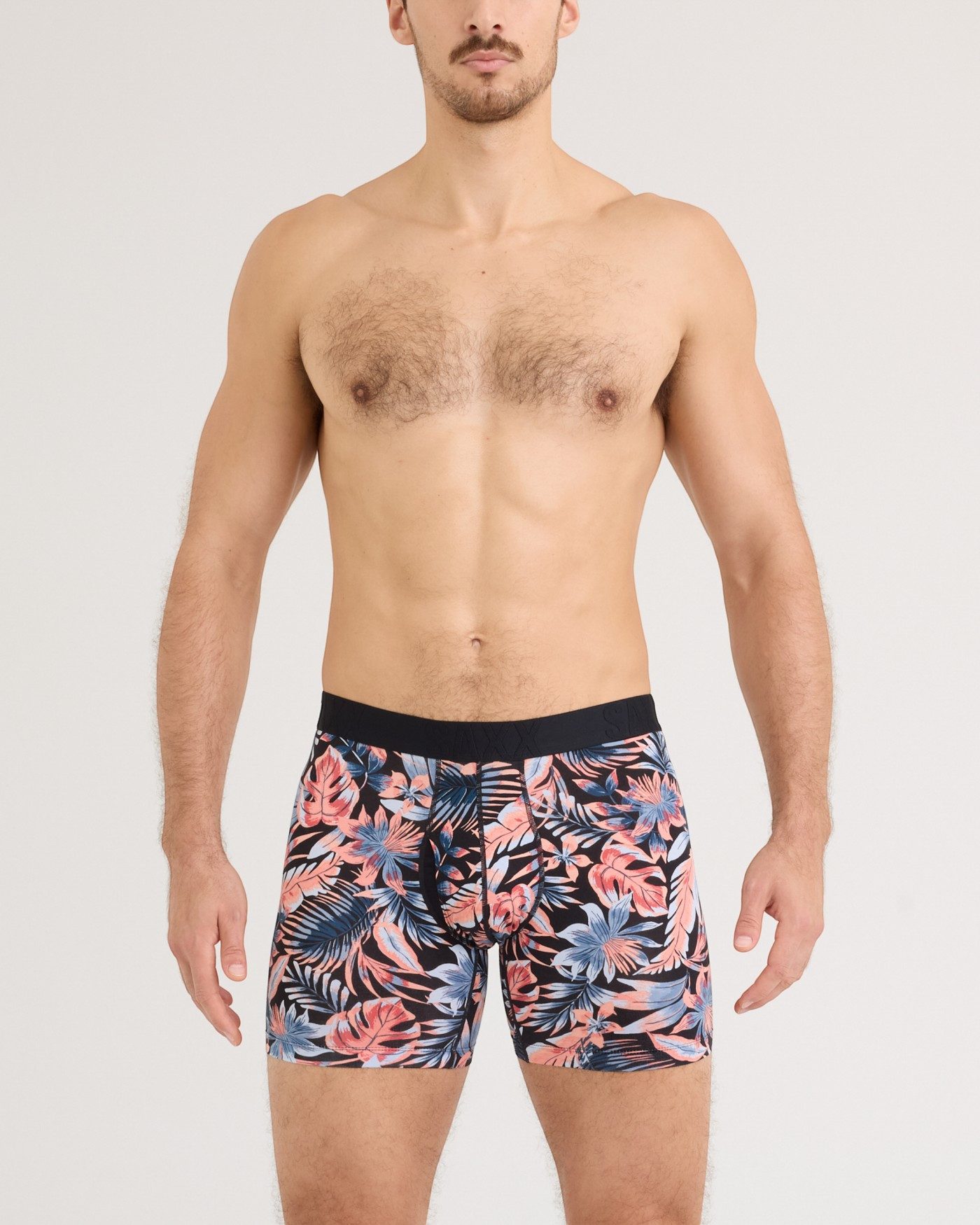 SAXX Boxershorts Droptemp Cooling Cotton Boxer Brief Fly Palmenblatt schwarz/rot/blau