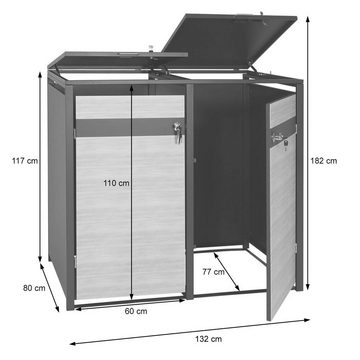 MCW Mülltonnenbox MCW-J82-2 (2 St), Für 2 Mülltonnen mit 80 bis 240L Fassungsvermögen, abschließbar