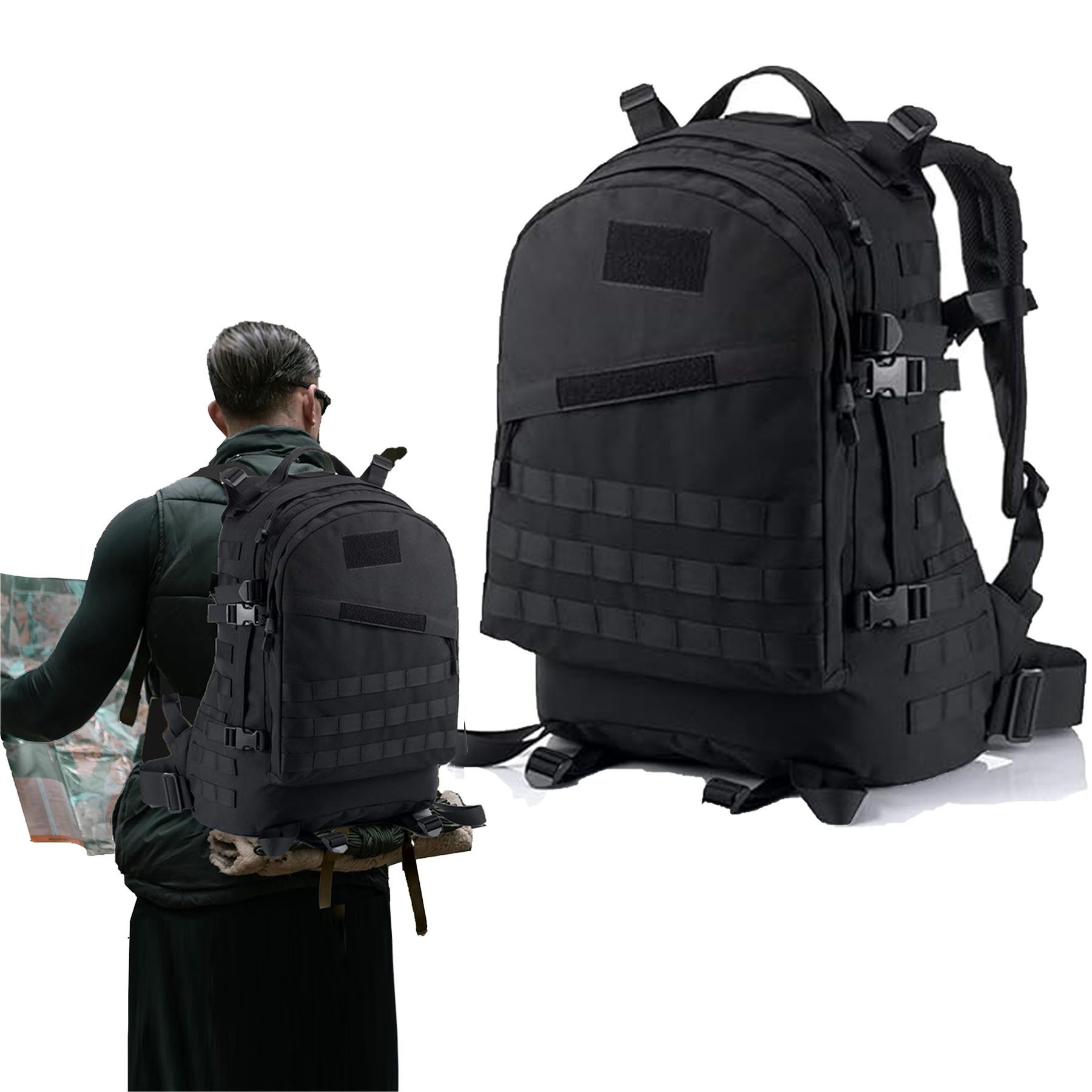 Keyura Wanderrucksack 38L Großer Wanderrucksack Tourenrucksack mit Rückenbelüftung (Maßen 49x36x19cm, ideal für Fitness und Outdoor-Reisen, Hergestellt aus strapazierfähigem 800D Oxford-Stoff, wasserdicht), Perfekt zum Wandern, Campen, Jagen, Überleben