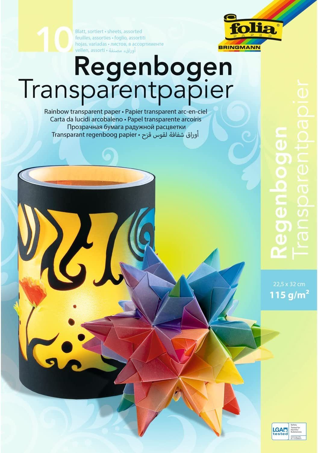 Folia Transparentpapier folia Regenbogen-Transparentpapiermappe, 230 x 320 mm