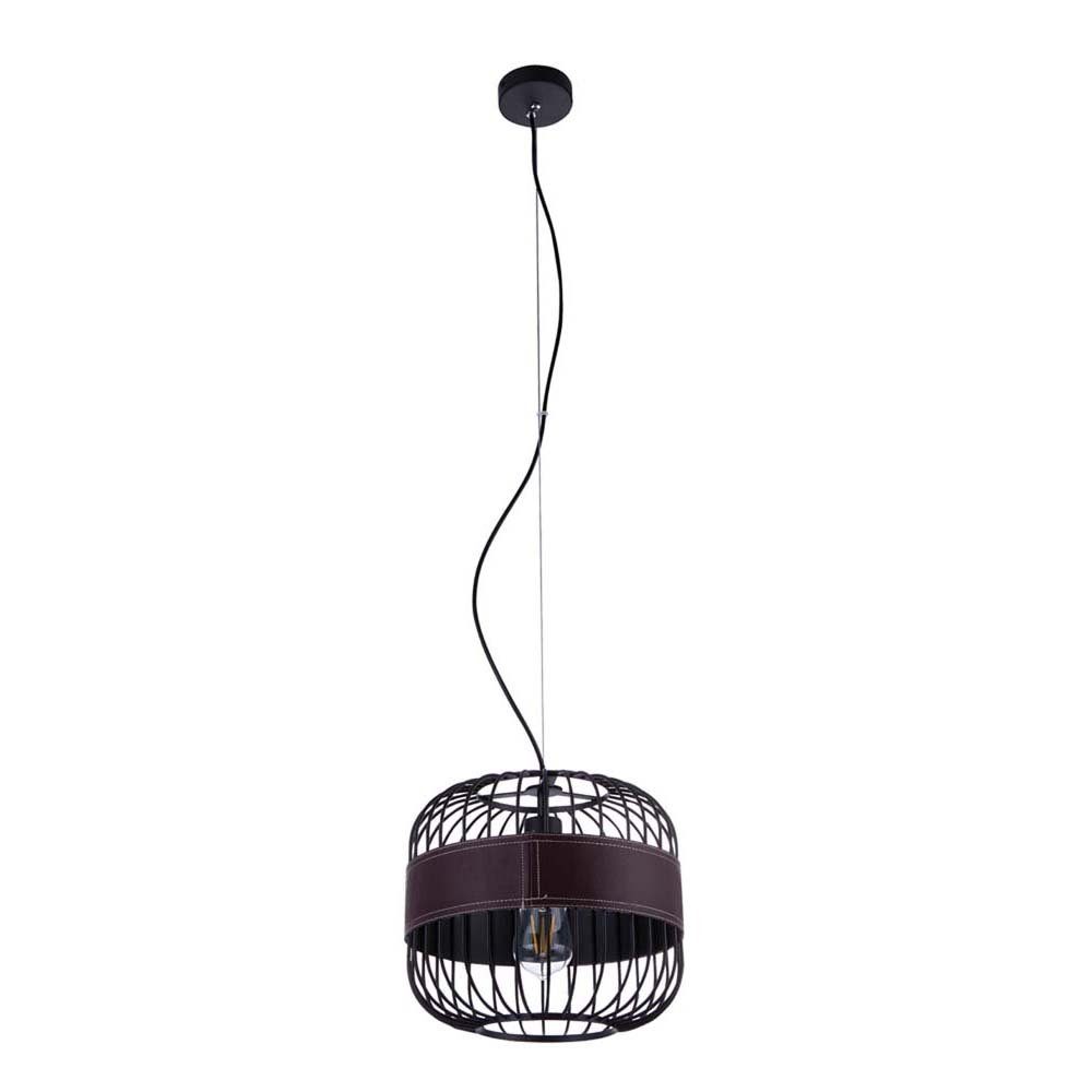 GLOBO LIGHTING Hängeleuchte, Leuchtmittel nicht inklusive, Hängeleuchte Pendellampe Lederring Schwarz Metall H 120 m Wohnzimmer