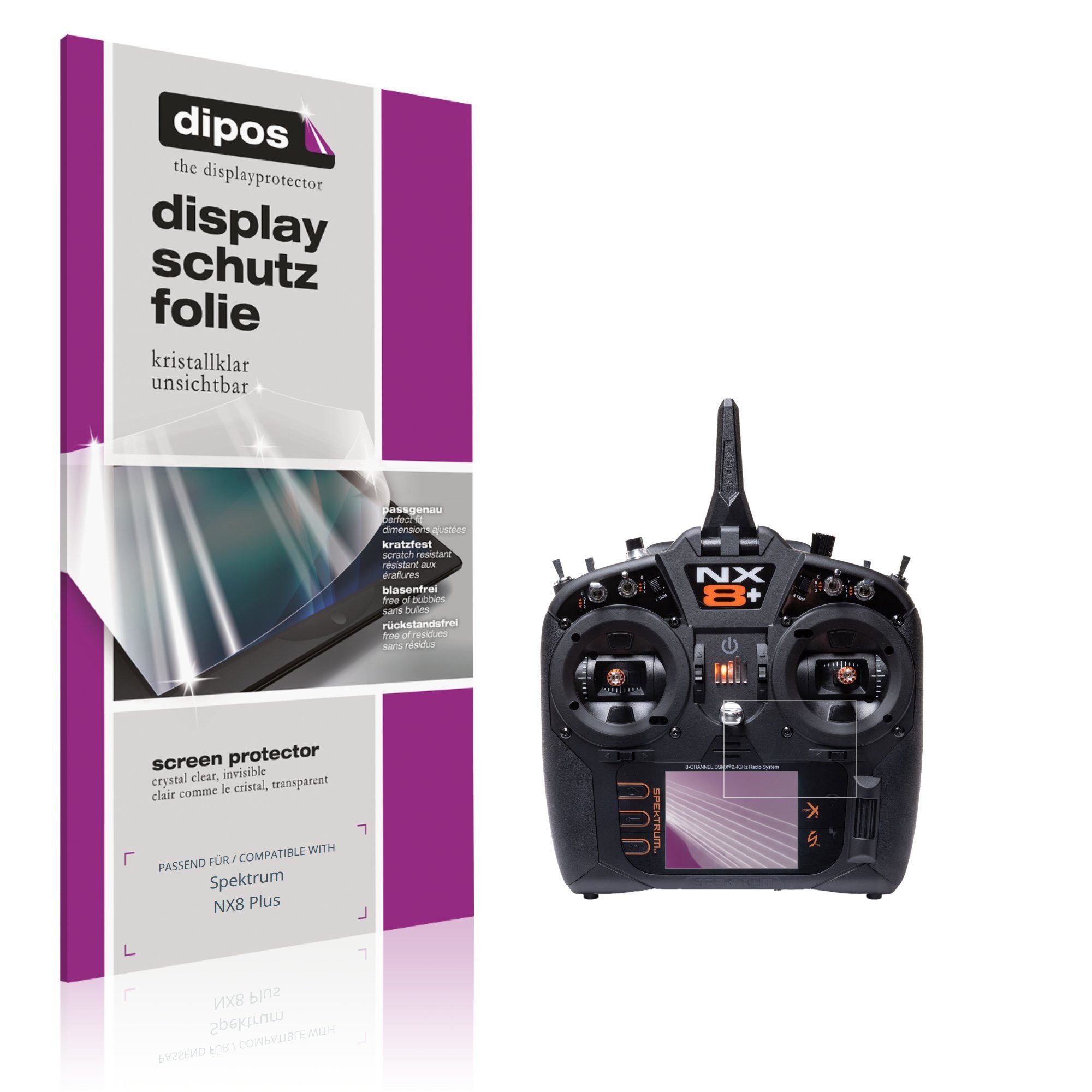 dipos Displayschutzfolie Schutzfolie für Spektrum NX8 Plus, 2 Stück, Displayschutz Schutz Folie Made in Germany