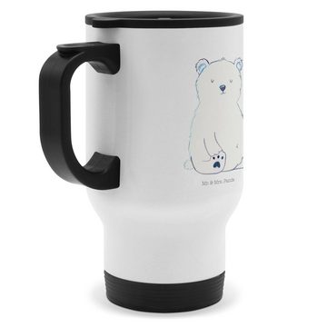 Mr. & Mrs. Panda Thermobecher Eisbär Faul - Weiß - Geschenk, Teddy, Spülmaschinenfest, Tasse zum Mi, Edelstahl, Einzigartige Motive