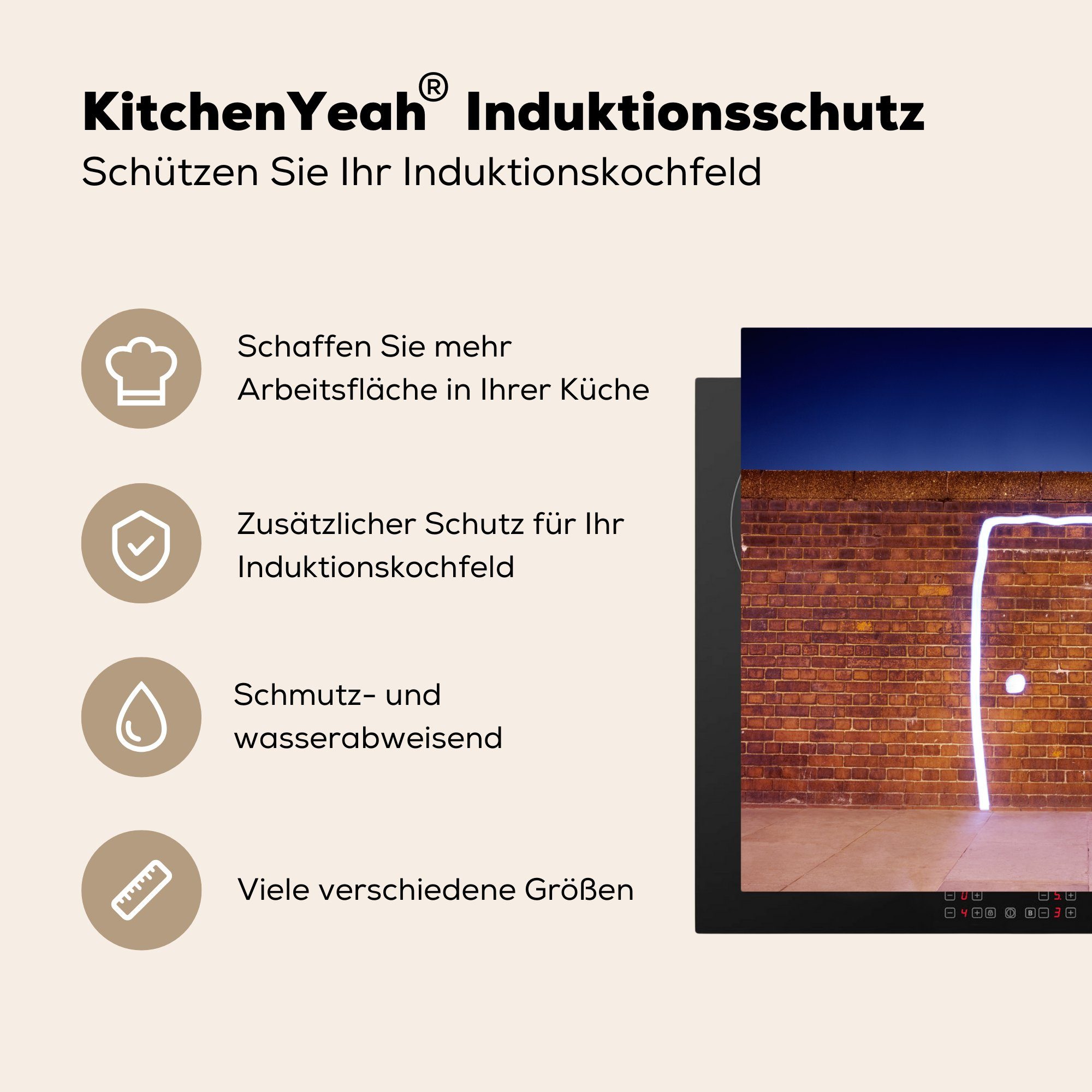 (1 Herdblende-/Abdeckplatte MuchoWow Vinyl, küche, Wand die Tür, gibt, cm, auf tlg), Licht 59x52 Induktionsmatte für Die die die Ceranfeldabdeckung