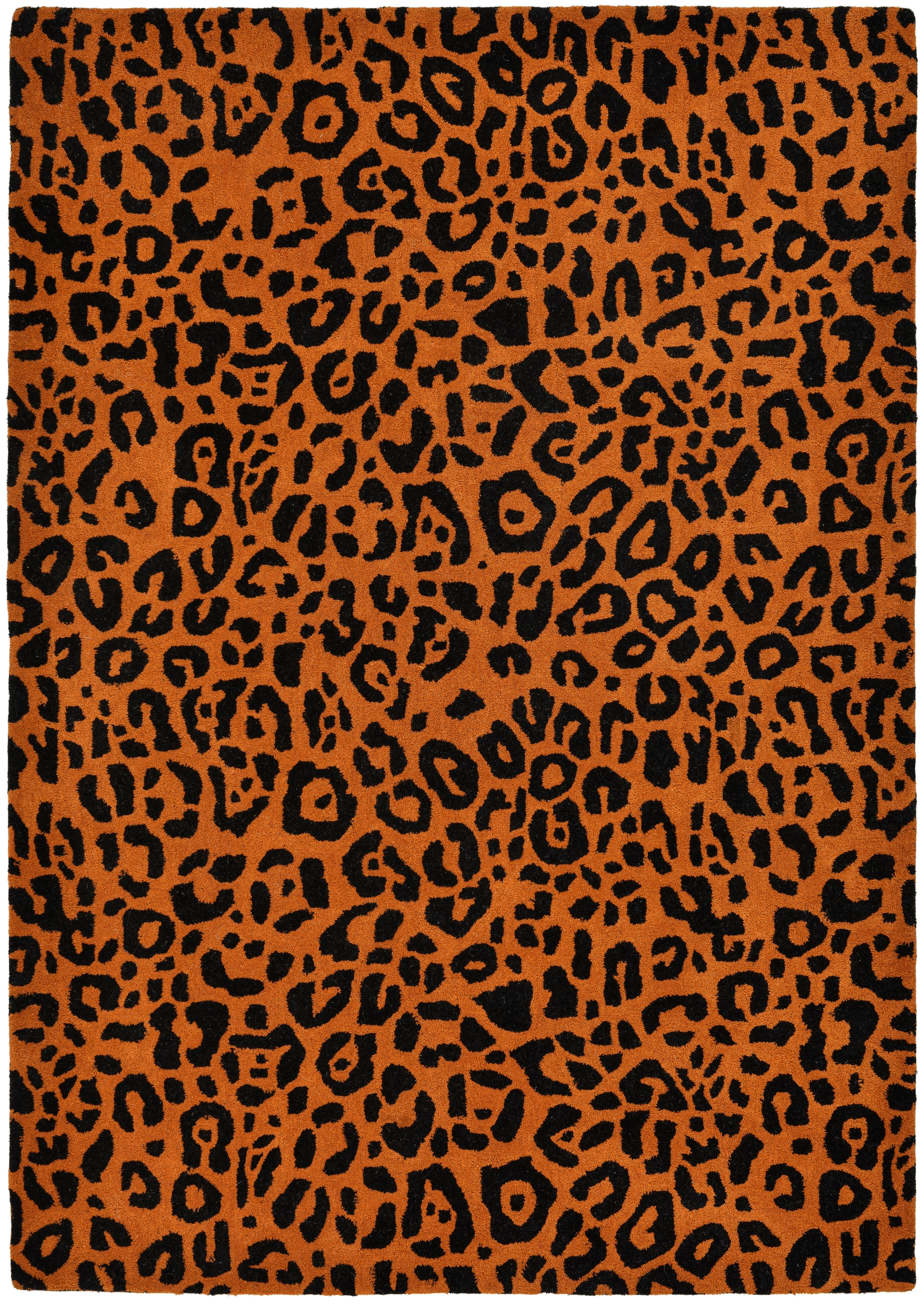 OTTO home Wollteppich Gabbo Leo, Leopardenmuster, handgearbeitet, rechteckig, Höhe: 14 mm, reine Wolle, Uni, Wohnzimmer, Schlafzimmer, Esszimmer