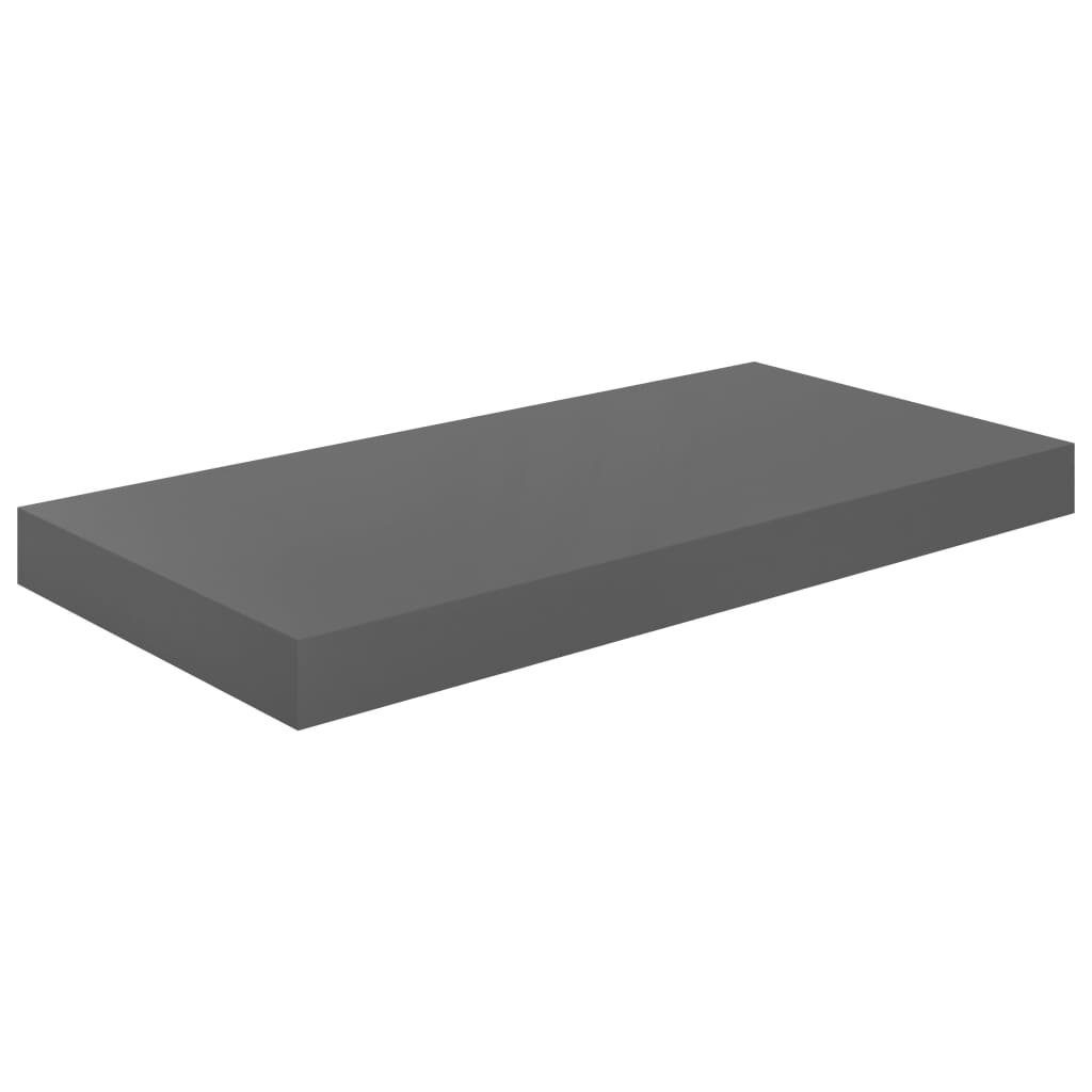 vidaXL Wandregal 50 x 23 x 38 cm Schwebendes Wandregal Hochglanz-Grau 50x23x3,8 cm MDF
