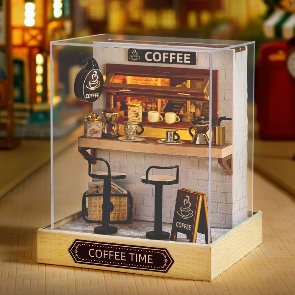 Cute Room 3D-Puzzle Puppenhaus Miniatur DIY Modellbausatz Mini Kaffee, Puzz günstig online kaufen