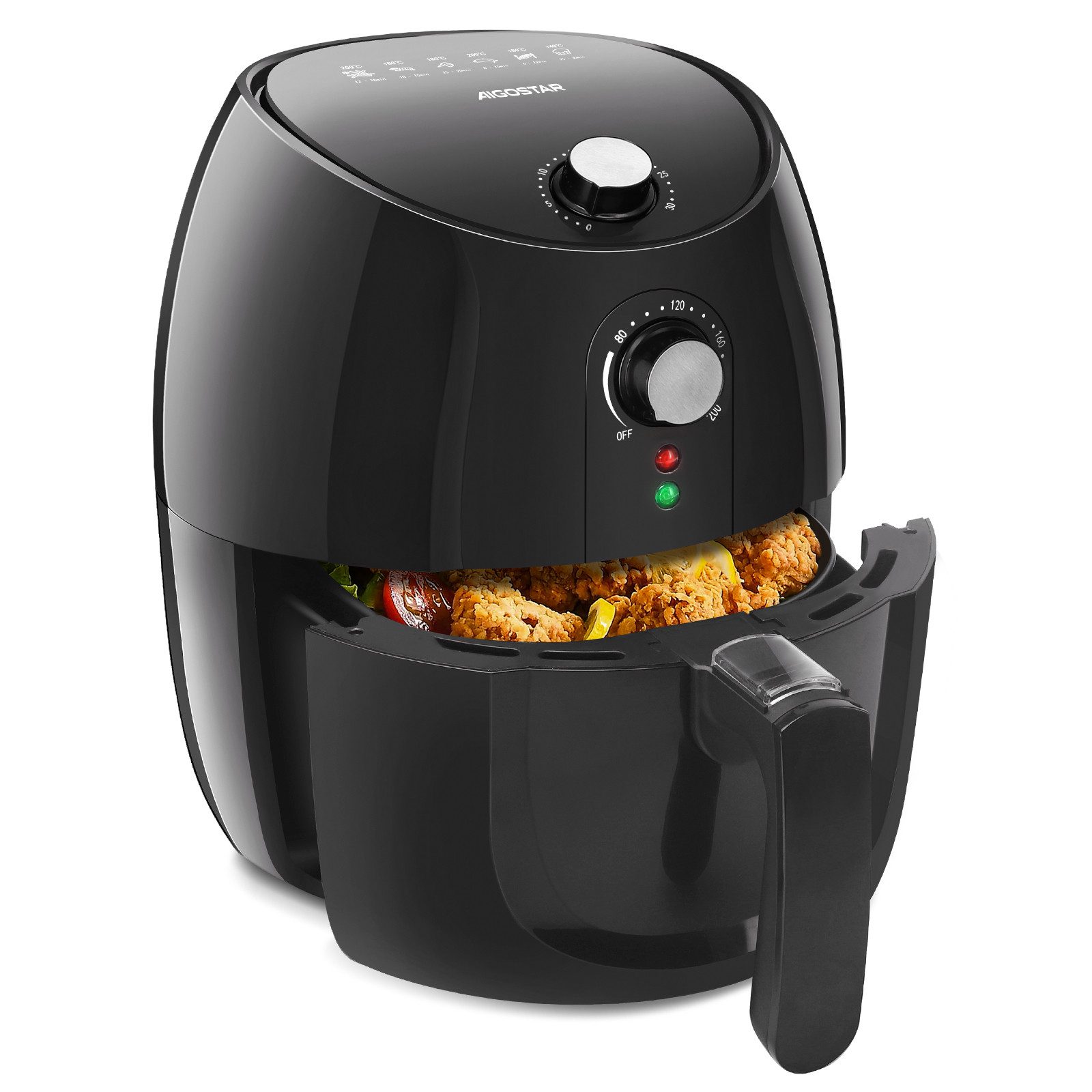 Aigostar Heißluftfritteuse 4L Airfryer, 30 Mins Timer, Einstellbare Temperatur, fettarmes Kochen, Überhitzungsschutz, 1500,00 W, Verschiedene Kochmethoden, 50% Energie sparen, Leicht zu reinigen