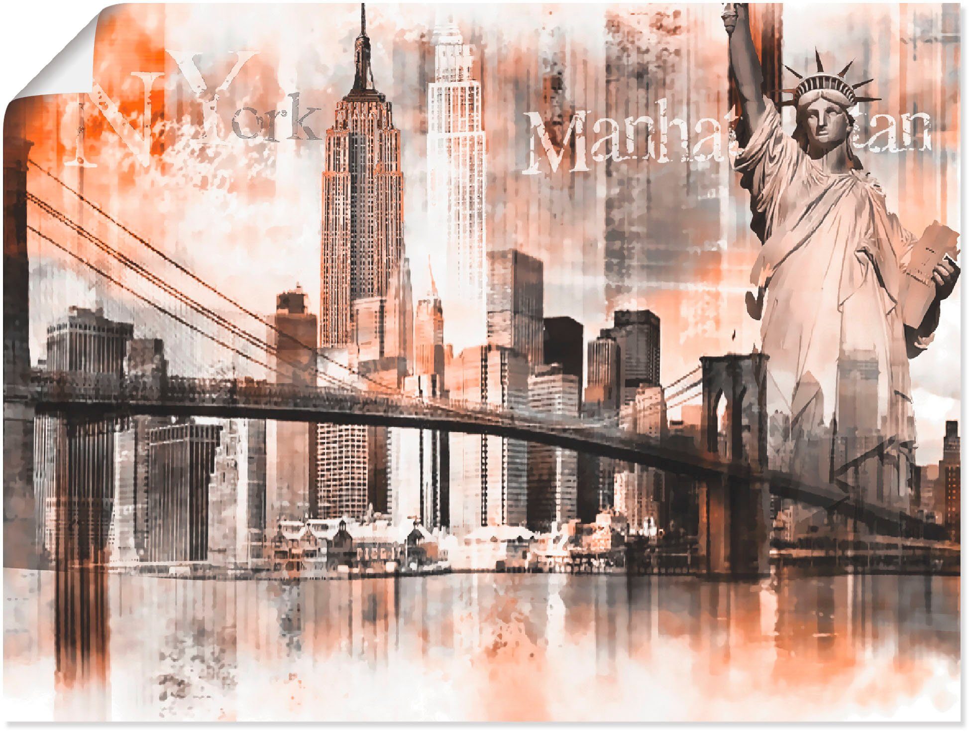 Artland Wandbild New York Skyline Collage V, Amerika (1 St), als Leinwandbild, Wandaufkleber oder Poster in versch. Größen