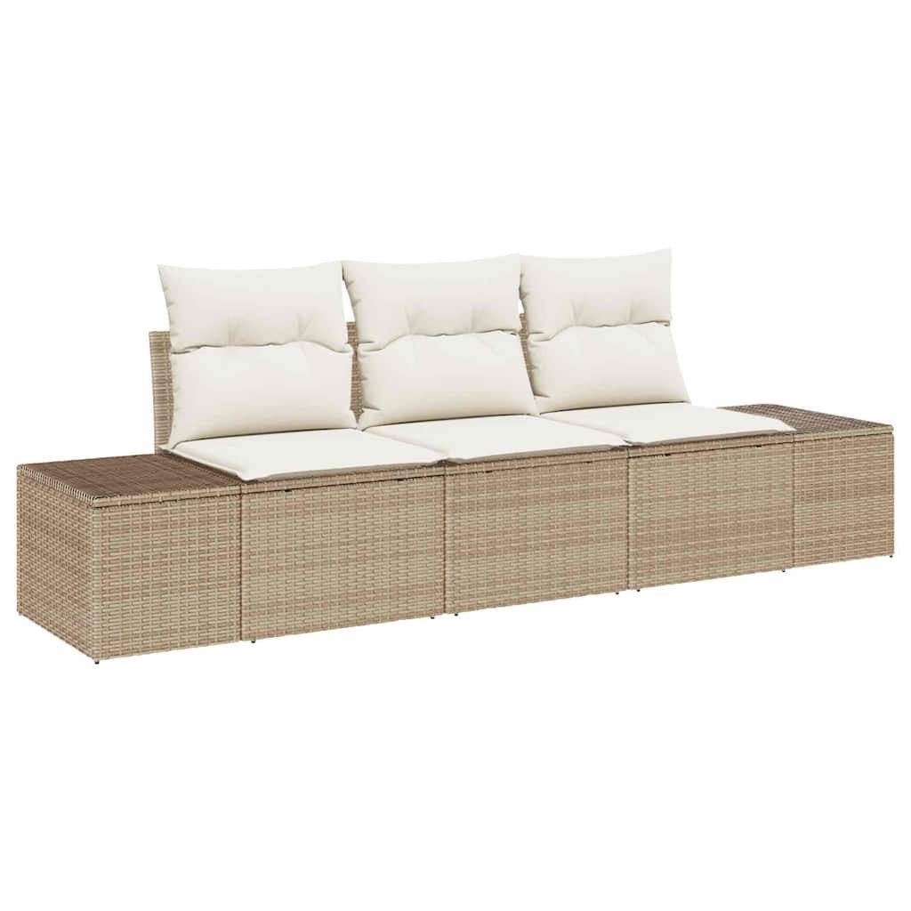 vidaXL Loungesofa Gartensofa-set 3 Stk. Beige und Creme Poly-Rattan, 3 Teile