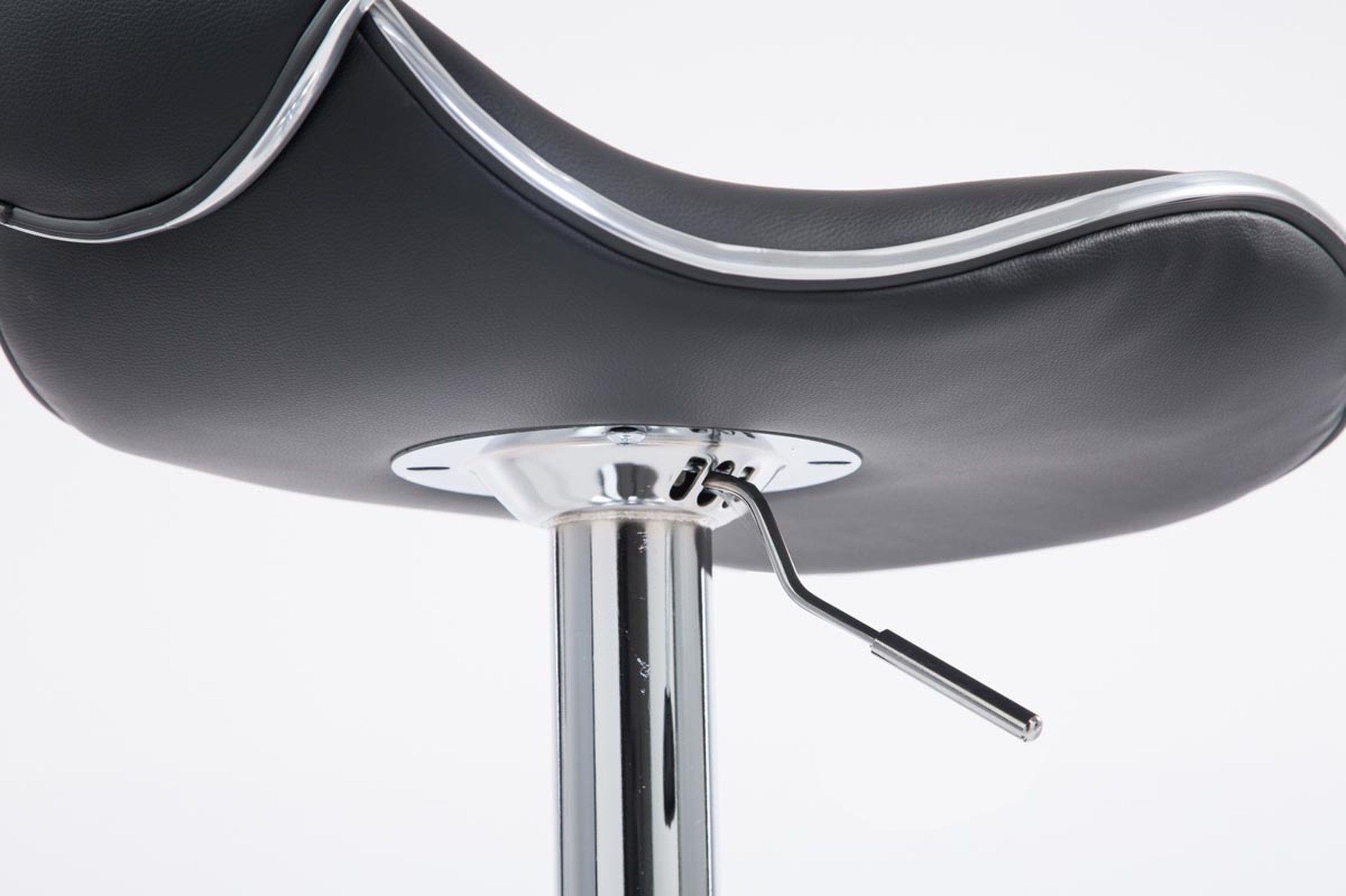 Rückenlehne Kunstleder Hocker hoher TPFLiving Theke (mit & - Metall Las-Palmas - 360° Barhocker chrom Schwarz für Gestell: - drehbar Küche), höhenverstellbar Sitzfläche: -