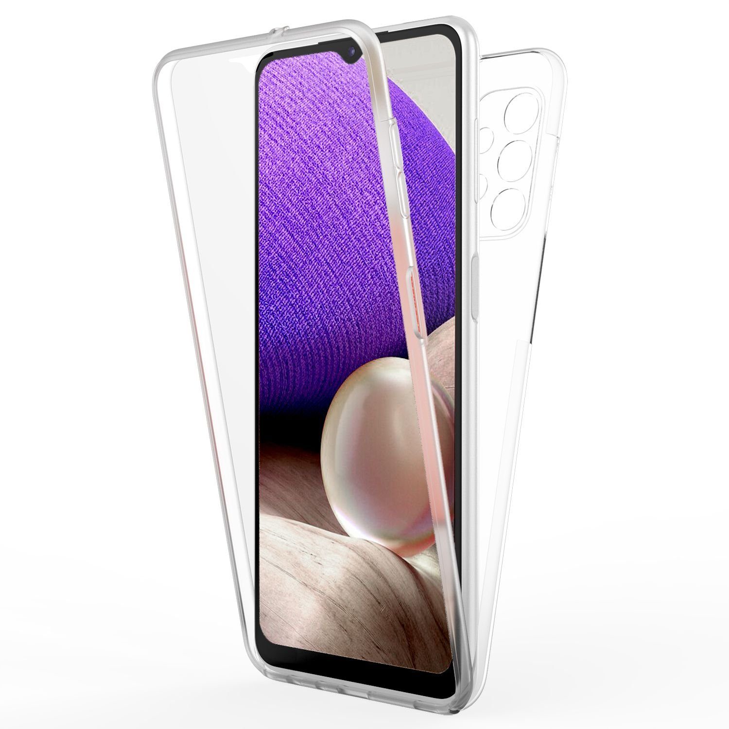 Nalia Smartphone-Hülle Samsung Galaxy A32 5G, Klare 360 Grad Hülle / Rundumschutz / Transparent / Displayschutz Case