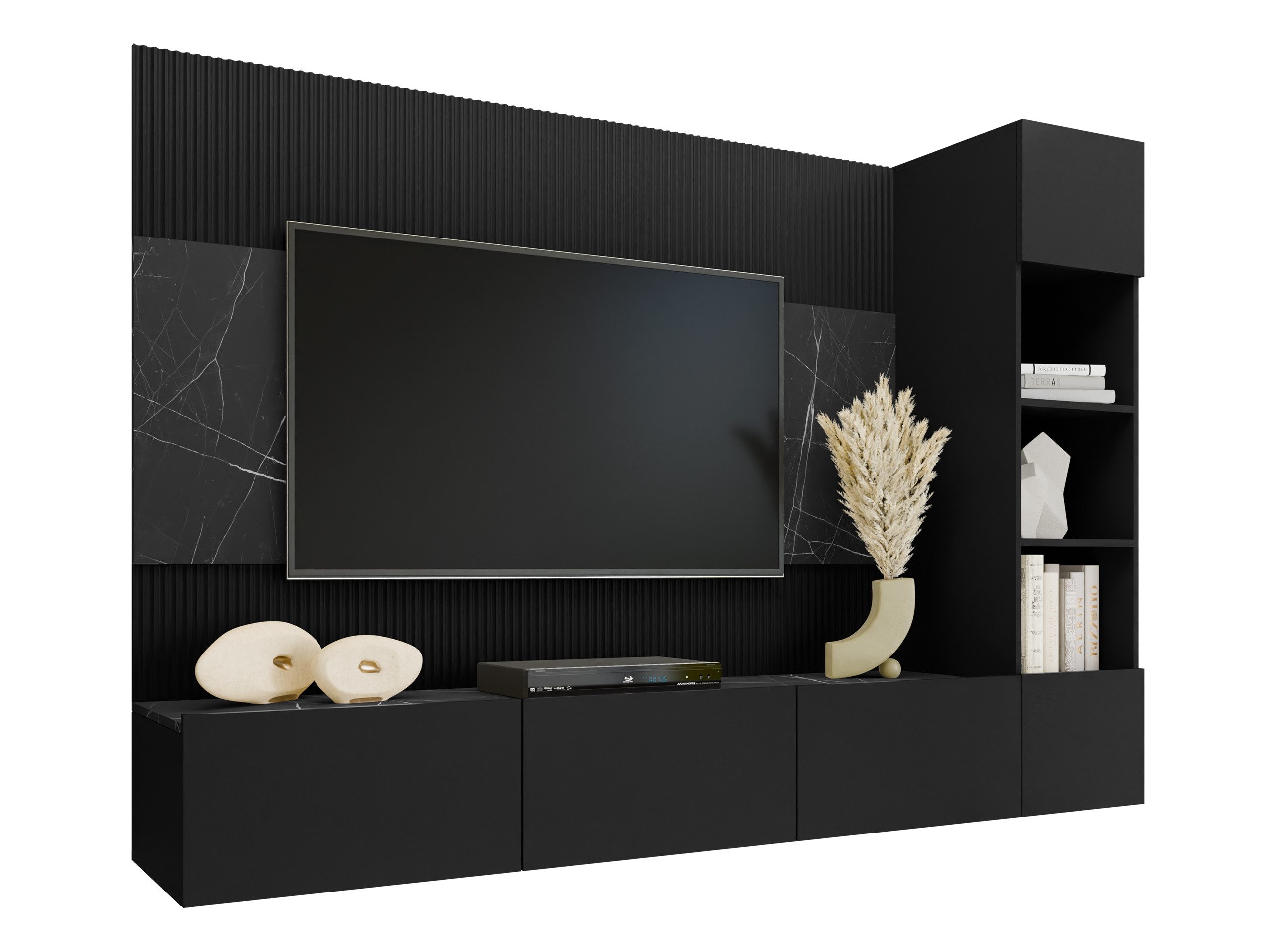 MIRJAN24 Wohnwand Deromi II, (3er-Set, TV-Lowboard, Hängeregal), Griffloses günstig online kaufen