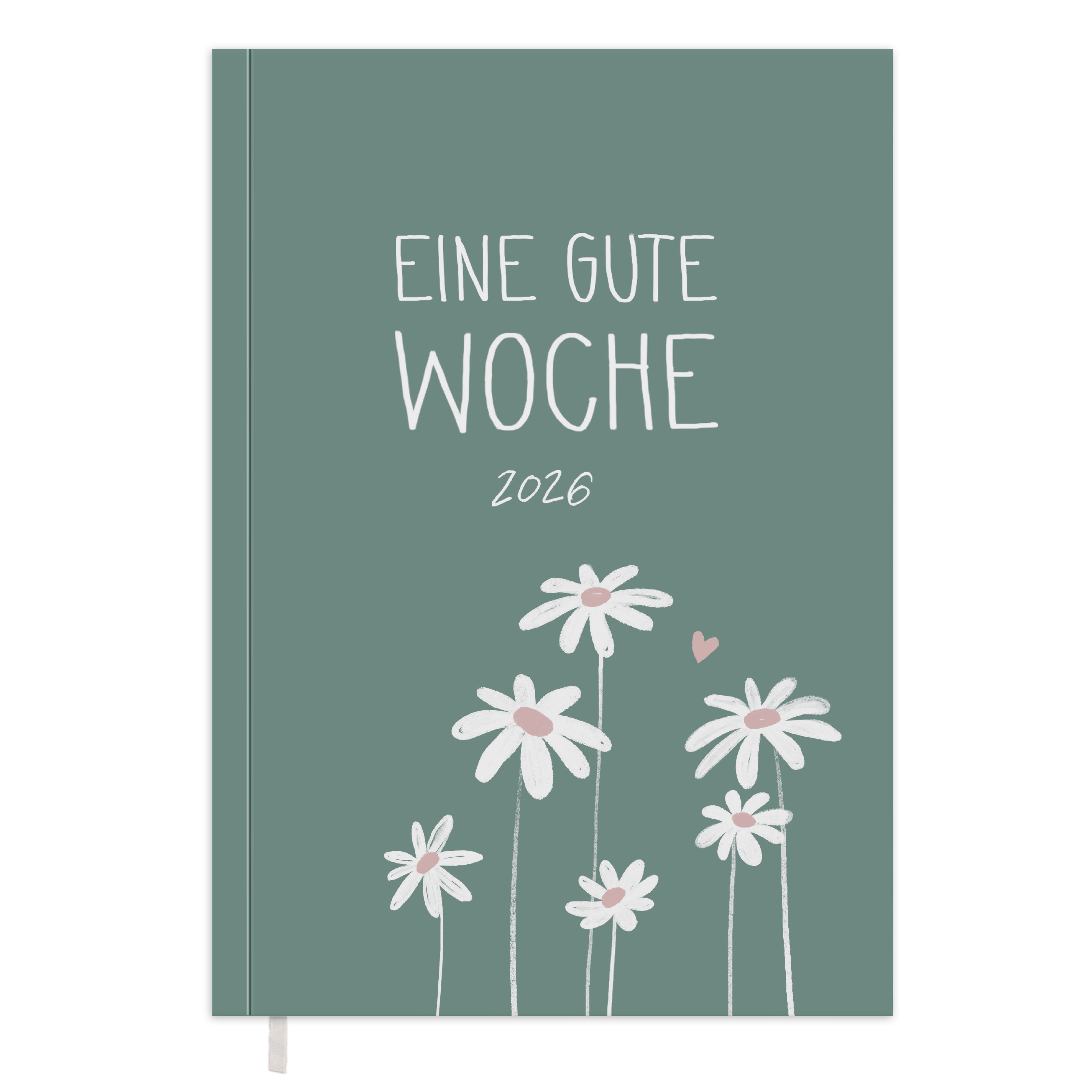 Eine der Guten Verlag Terminkalender Terminplaner 2026 - A5, mint weiß, 1 Doppelseite / Woche, 144 S. FSC-Papier, Softcover, klimaneutral