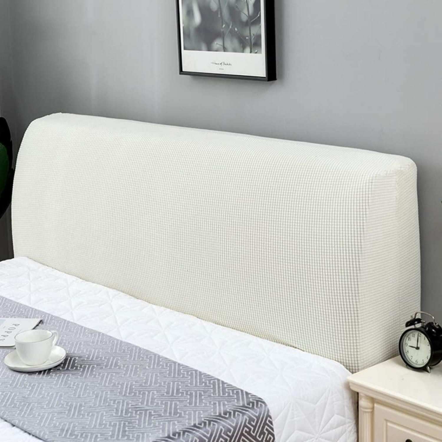 LuxusKollektion Betthusse Kopfteilbezug dehnbar Weiß 210-240cm