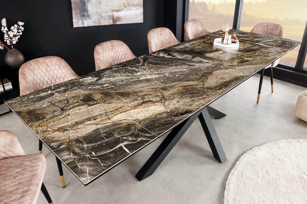 riess-ambiente Esstisch MARVELOUS 180-220-260cm taupe – Keramik, Marmor-Design, Sterngestell (Einzelartikel, 1-St), 3 Auszugsstufen für bis zu 12 Personen – ide – Bild 3 von 5