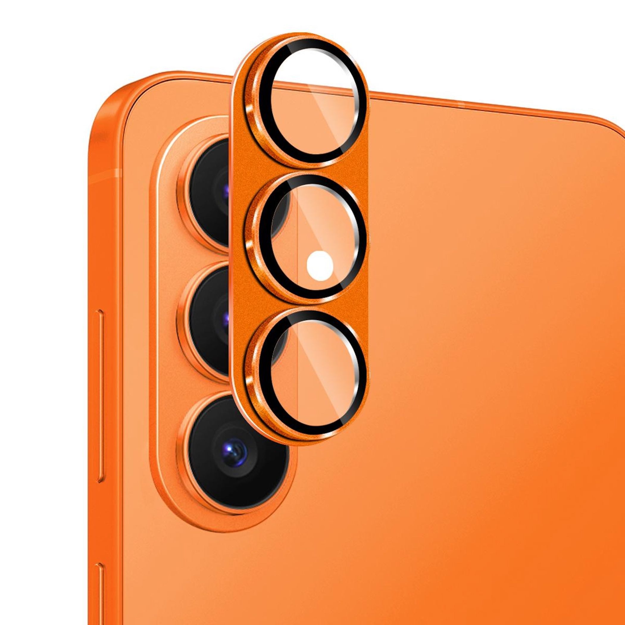Wigento Kameraschutzglas Linsenglas für Samsung Galaxy S26 Plus Aluminium Ring 9H Dünn Orange für Samsung Galaxy S26 Plus 5G, Aluminium Rahmen, Anti Reflex