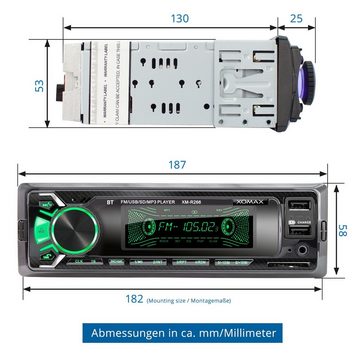 XOMAX XM-R266 Autoradio mit Bluetooth, 2x USB, SD, AUX IN, 1 DIN Autoradio