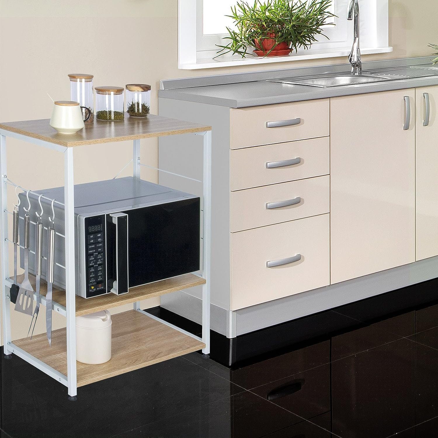 Woltu Standregal, 1-tlg., Standregal aus Holz & Metall mit 3 Ablagen für Kü günstig online kaufen