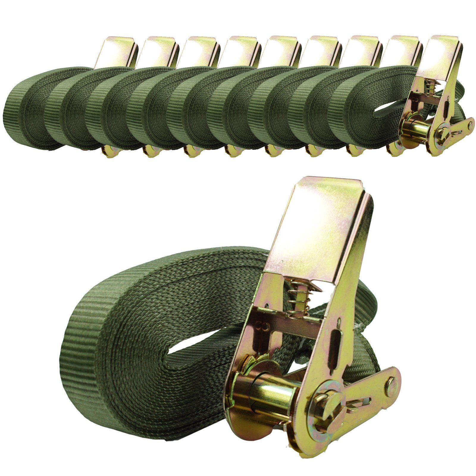 TRUTZHOLM Spanngurt 10x Profi Ratschen Zurrgurt 1-tlg 6m 0,8t 0,8to 800 kg TÜV/GS OLIV (Set, 10-St) mit TÜV/ GS