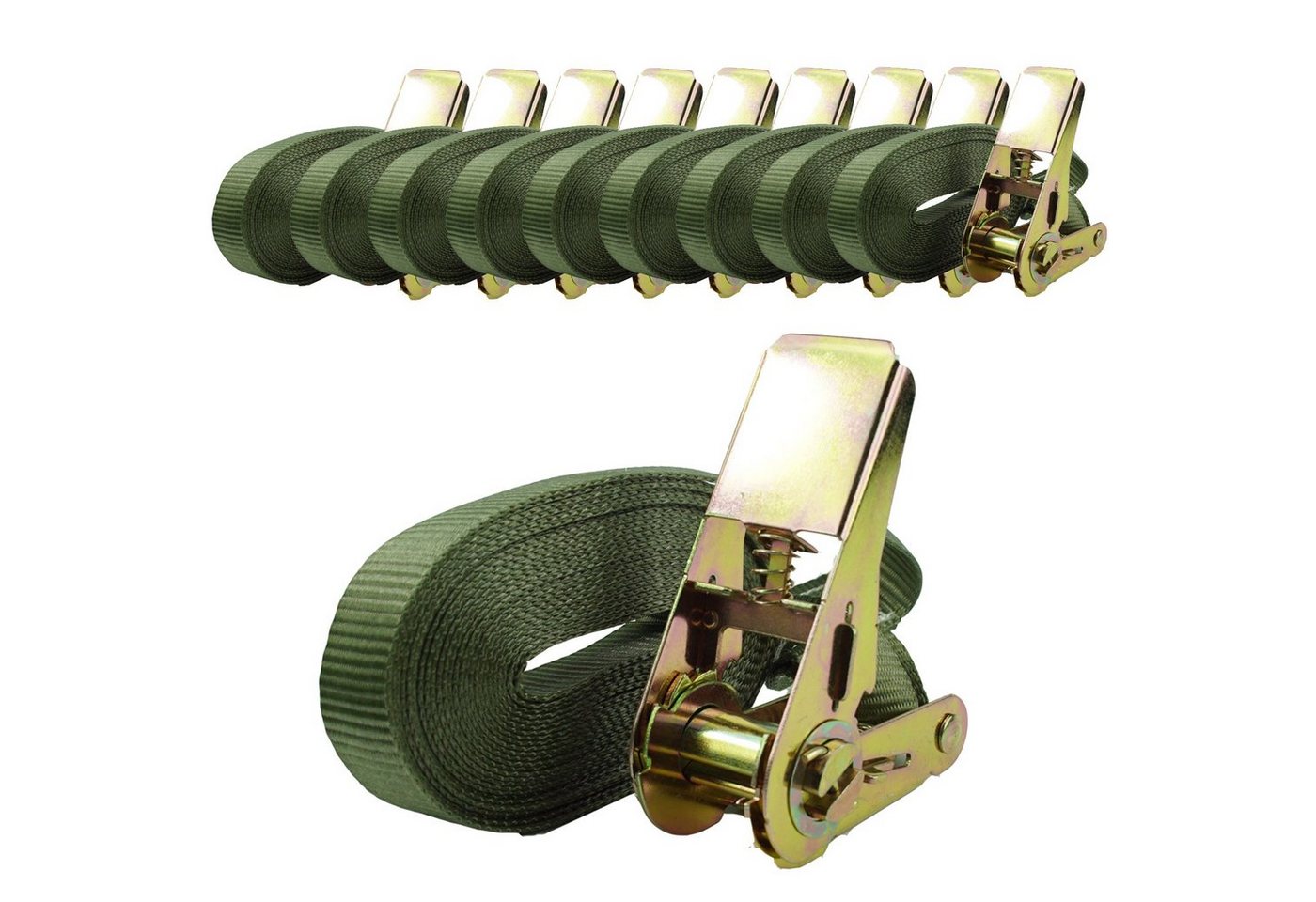 TRUTZHOLM Spanngurt 10x Profi Ratschen Zurrgurt 1-tlg 6m 0,8t 0,8to 800 kg TÜV/GS OLIV (Set, 10-St) mit TÜV/ GS