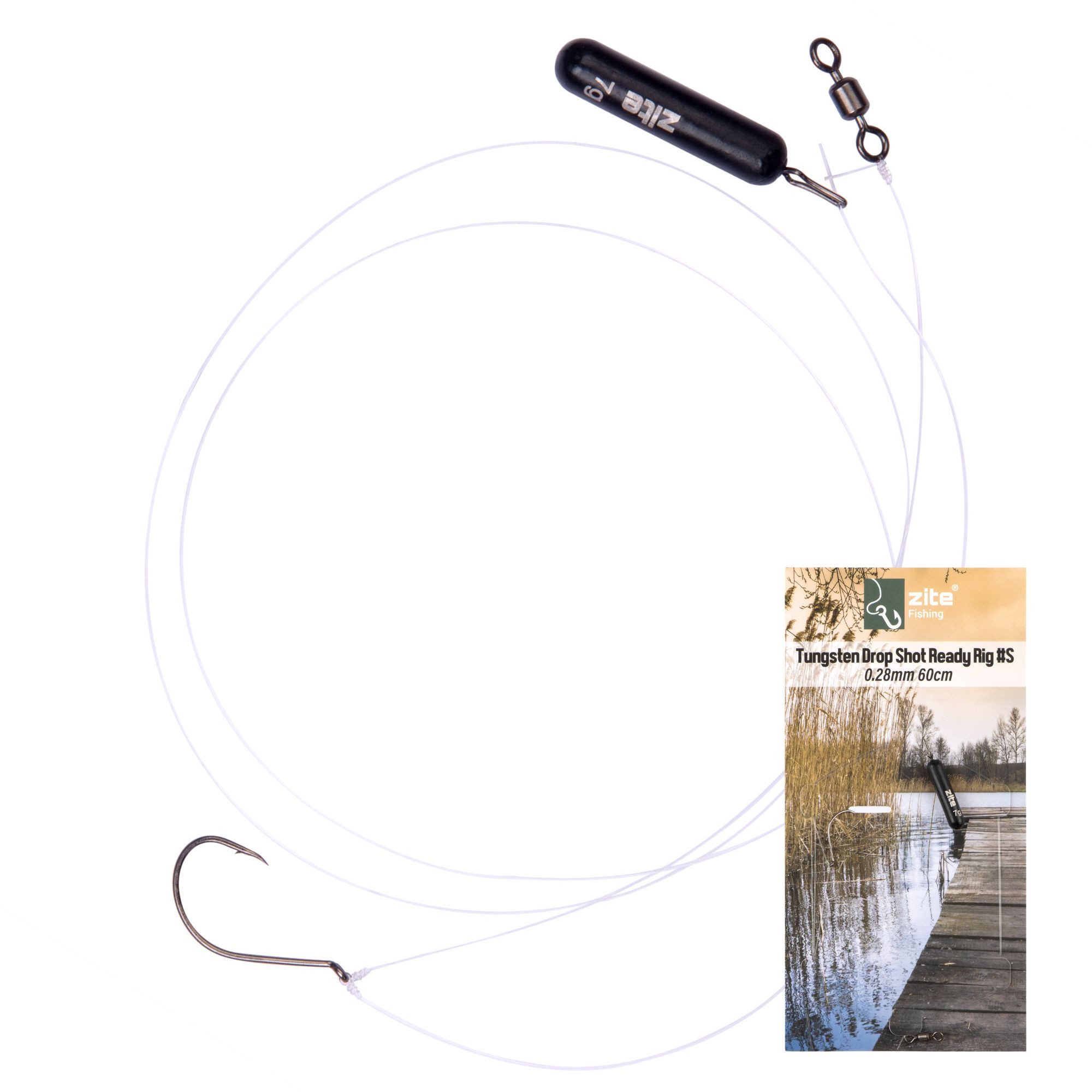 Zite Drop-Shot-Blei Tungsten Ready-to-Fish Rig 2 Gr. S & L Fertigmontage Raubfisch-Angeln, Umweltfreundlich