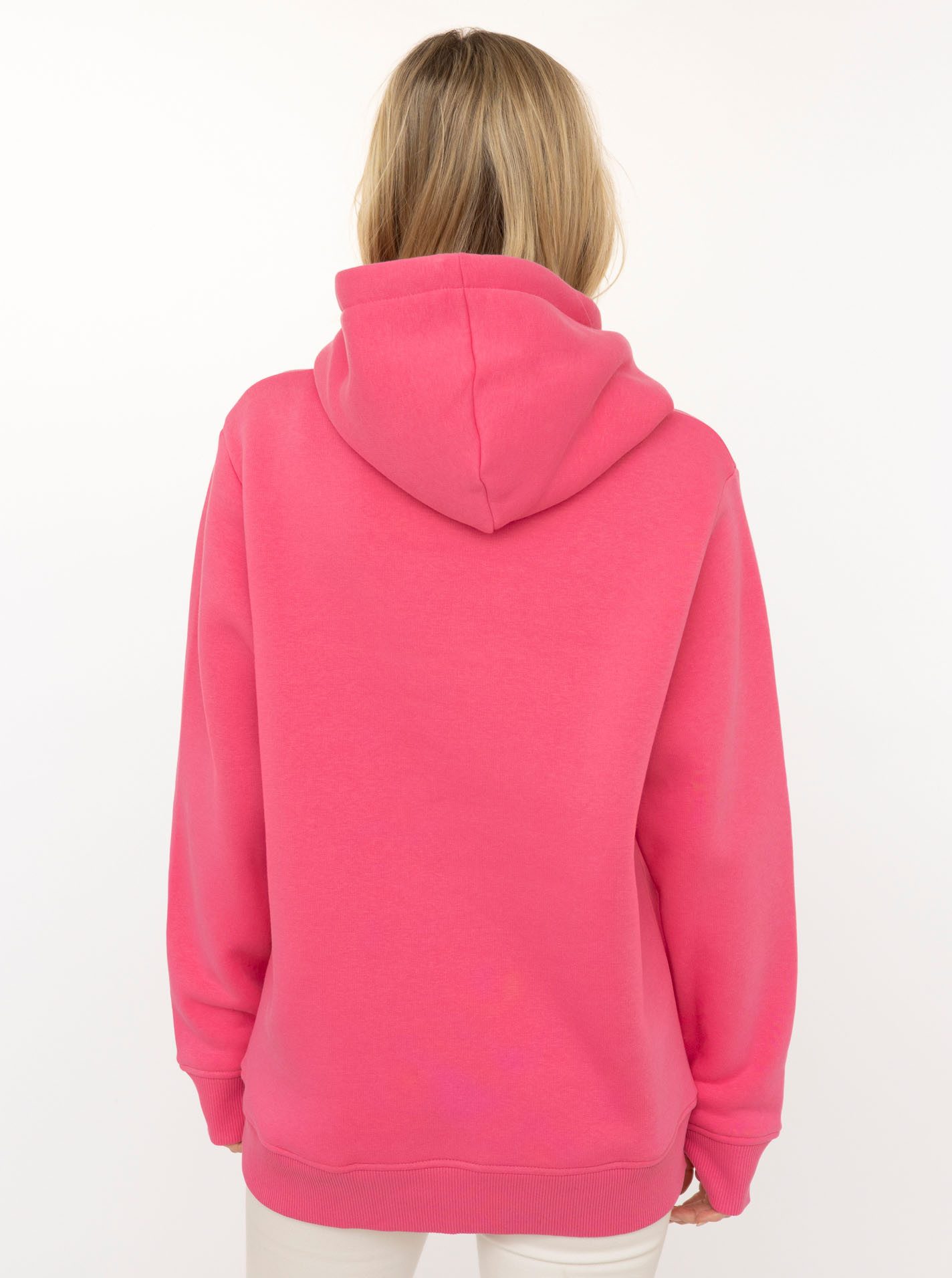 Zwillingsherz Hoodie "Love Yourslef" runde große Frontstickerei, farbige Kordel, Kängurutasche