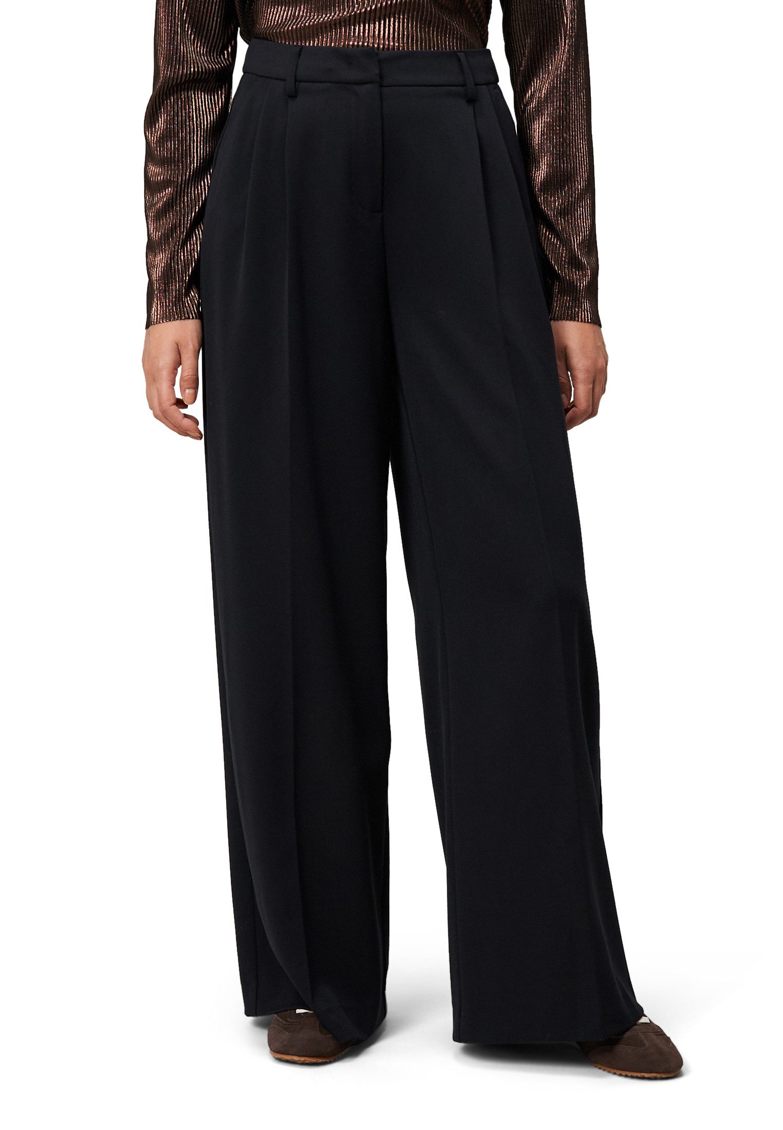 Zero Bundfaltenhose Damen aus Viskose-Mix 32 Inch Falten