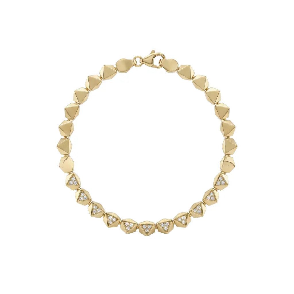 Suzan Gold Panzerarmband Suzan Gold® 375 Echtgold Armband Damen geometrische Pyramiden-Elemente