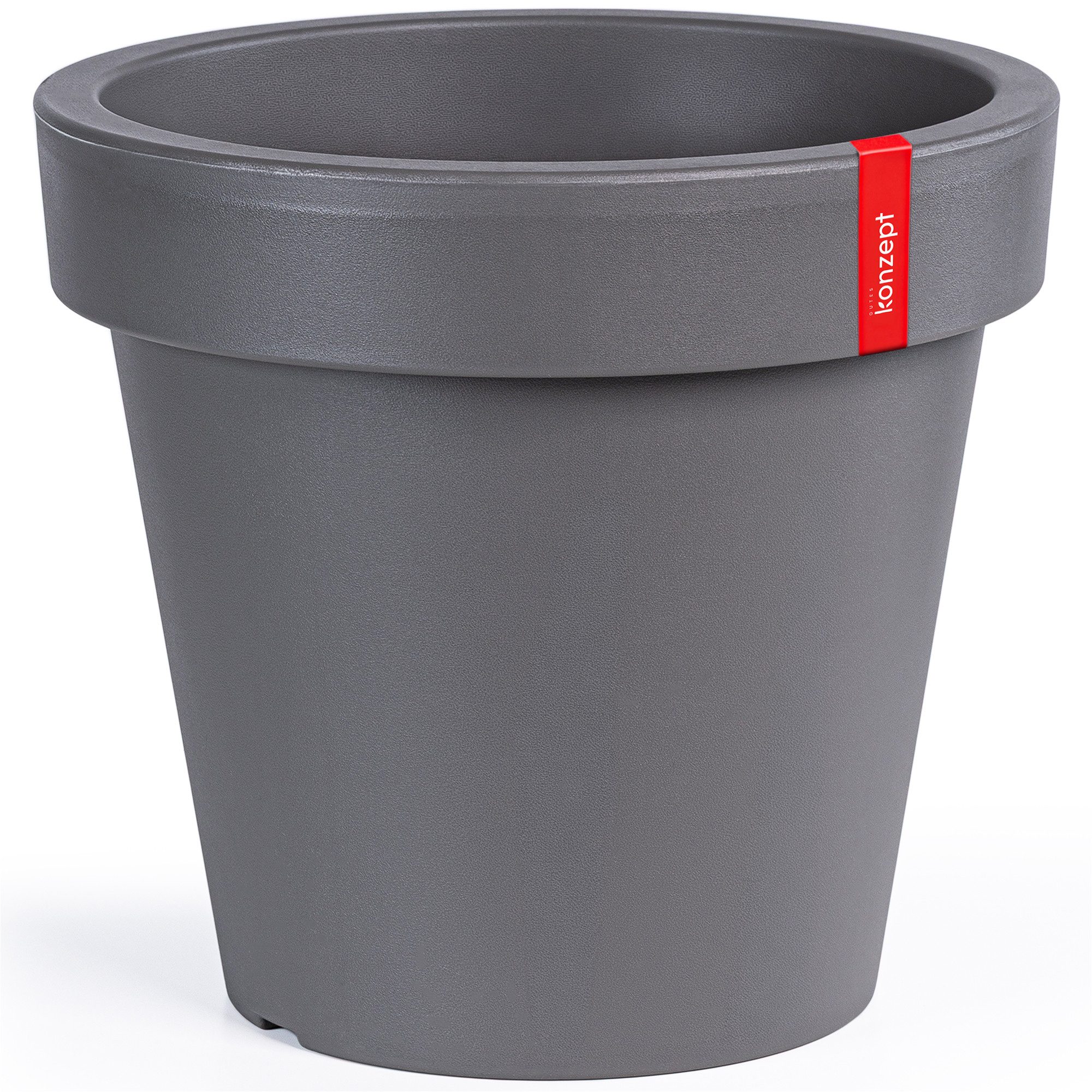 KONZEPT Blumentopf groß 39 cm Durchmesser, 27 L, aus Kunststoff in konischer Optik, Geprägtem Rand, Konische Form, Stapelbar, Volumen: 27,3 L