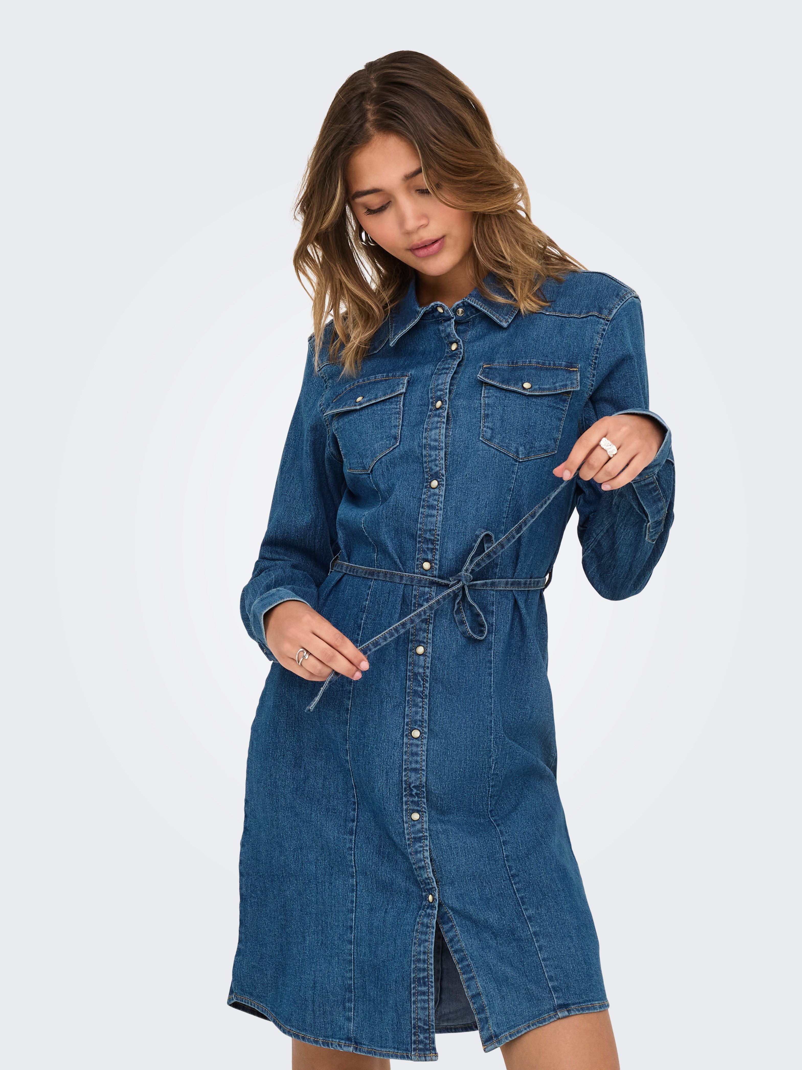 ONLY Jeanskleid ONLSASIA L/S STRETCH DNM DRESS AKM günstig online kaufen