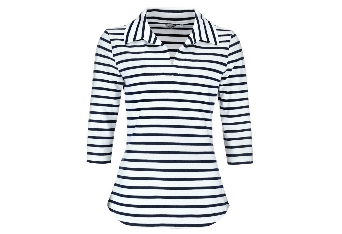 modAS Poloshirt 25602 Damen Shirt mit Polokragen und Streifen aus Baumwolle