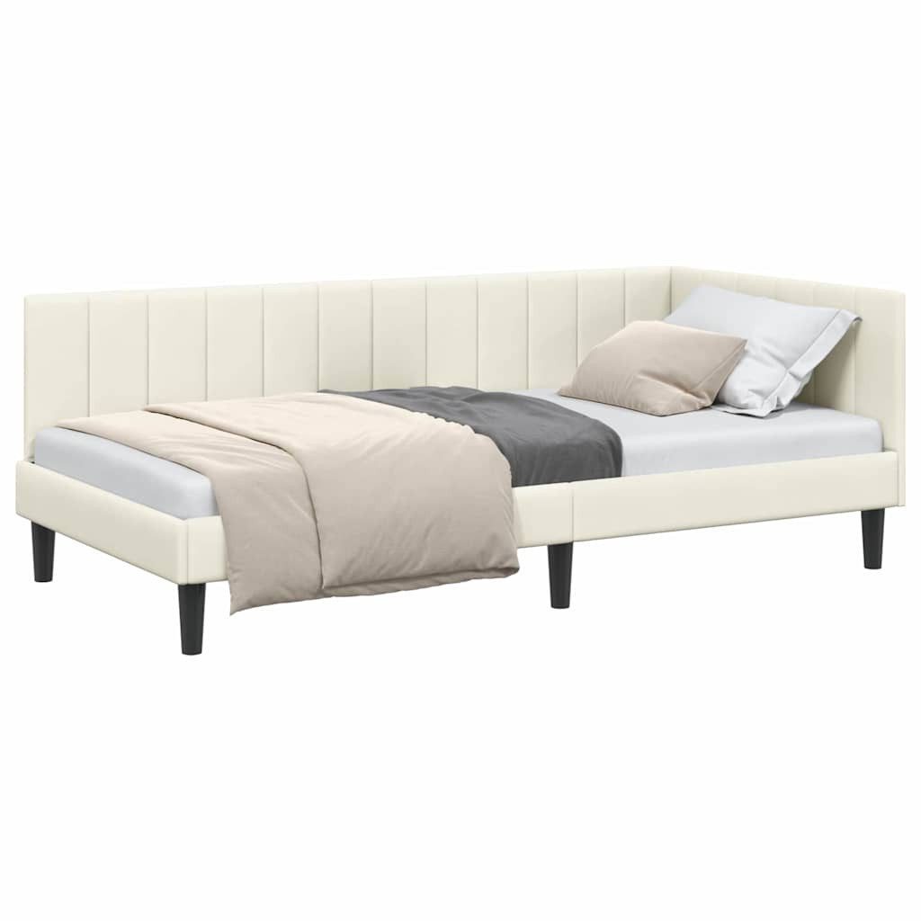 vidaXL Bett Eckbettgestell mit Kopfteil Creme günstig online kaufen