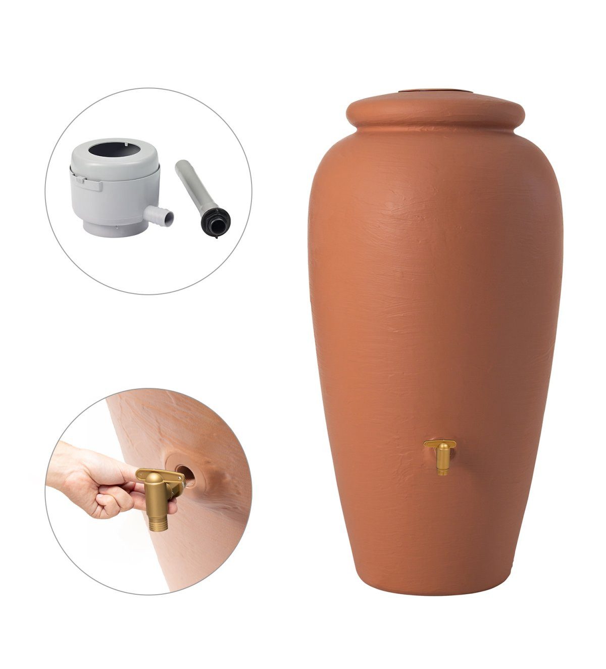 GARANTIA Regentonne Amphore Komplett-Set 240 L, terrakotta