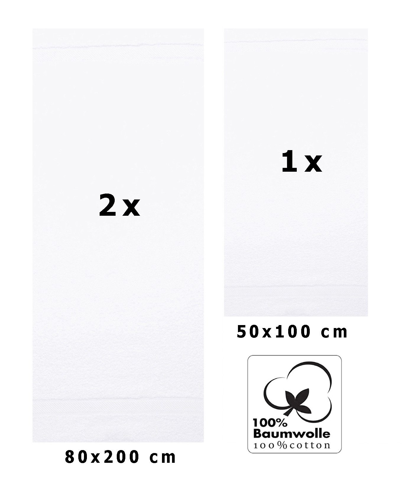 Betz Badetuch 3er Set 2 Badetücher 1 Handtuch weiß, (Set, 3-St), 100% Baumwolle