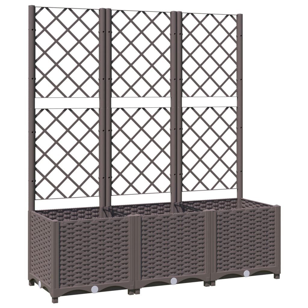 vidaXL Blumenkasten 120 x 40 x 136 cm Pflanzkübel mit Rankgitter Braun 120x40x136 cm Kunst