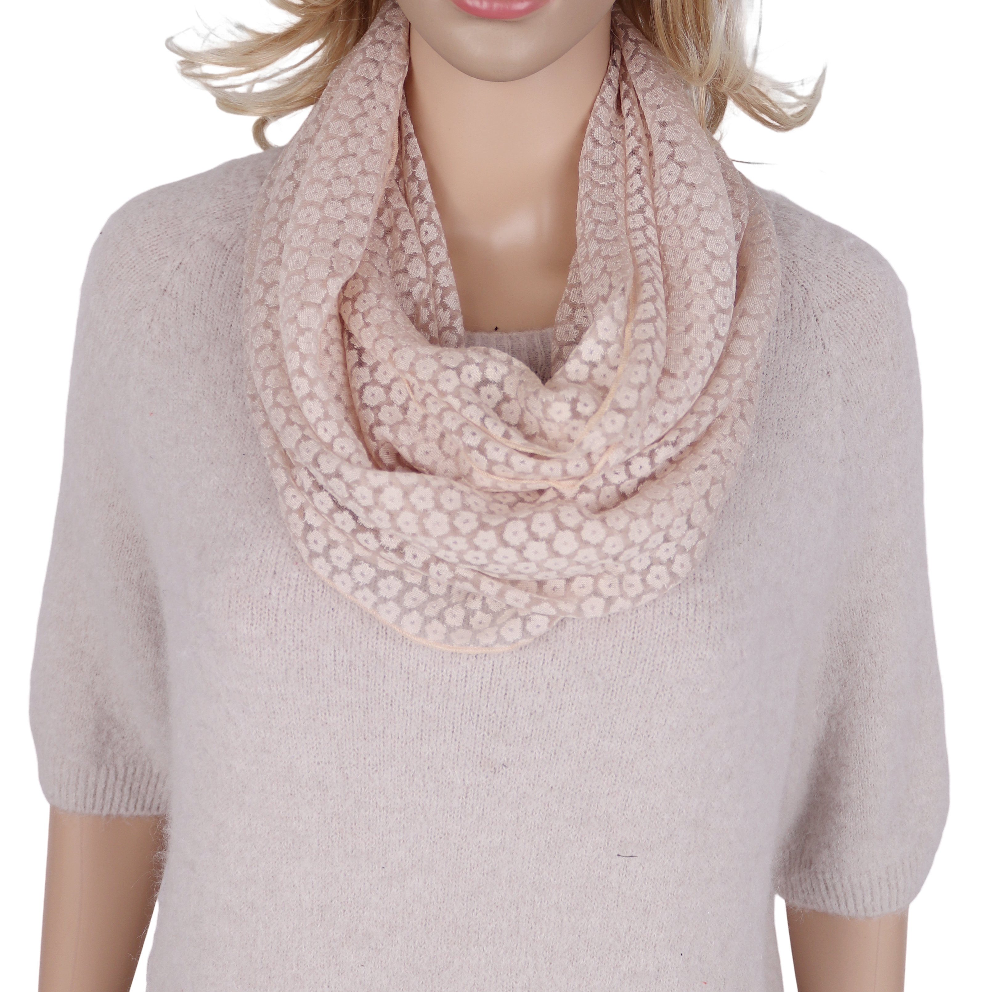 MIRROSI Loop Damen Schal Unifarbe HALBTRANSPARENT, Tolle Muster, Schlauchschal, (ca. 160x38cm, zweimal um den Hals wickelbar), sehr leicht und angenehm zu tragen