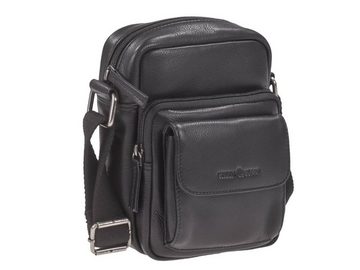 Greenburry Umhängetasche Basic, Schultertasche 18x20cm, kleine Herrentasche, Leder, schwarz