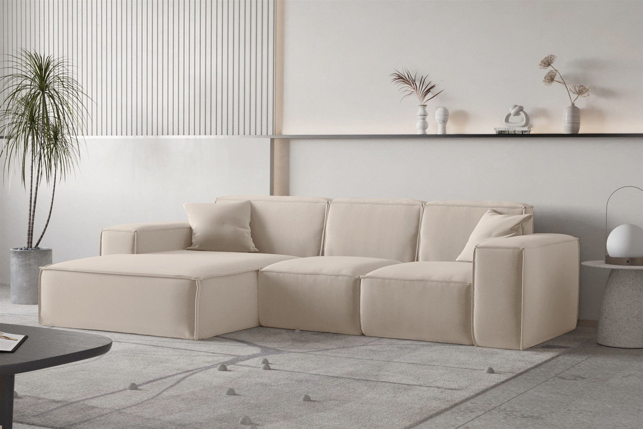 Fun Möbel Ecksofa Designersofa CELES PREMIUM Ottomane Rechts oder Links in günstig online kaufen