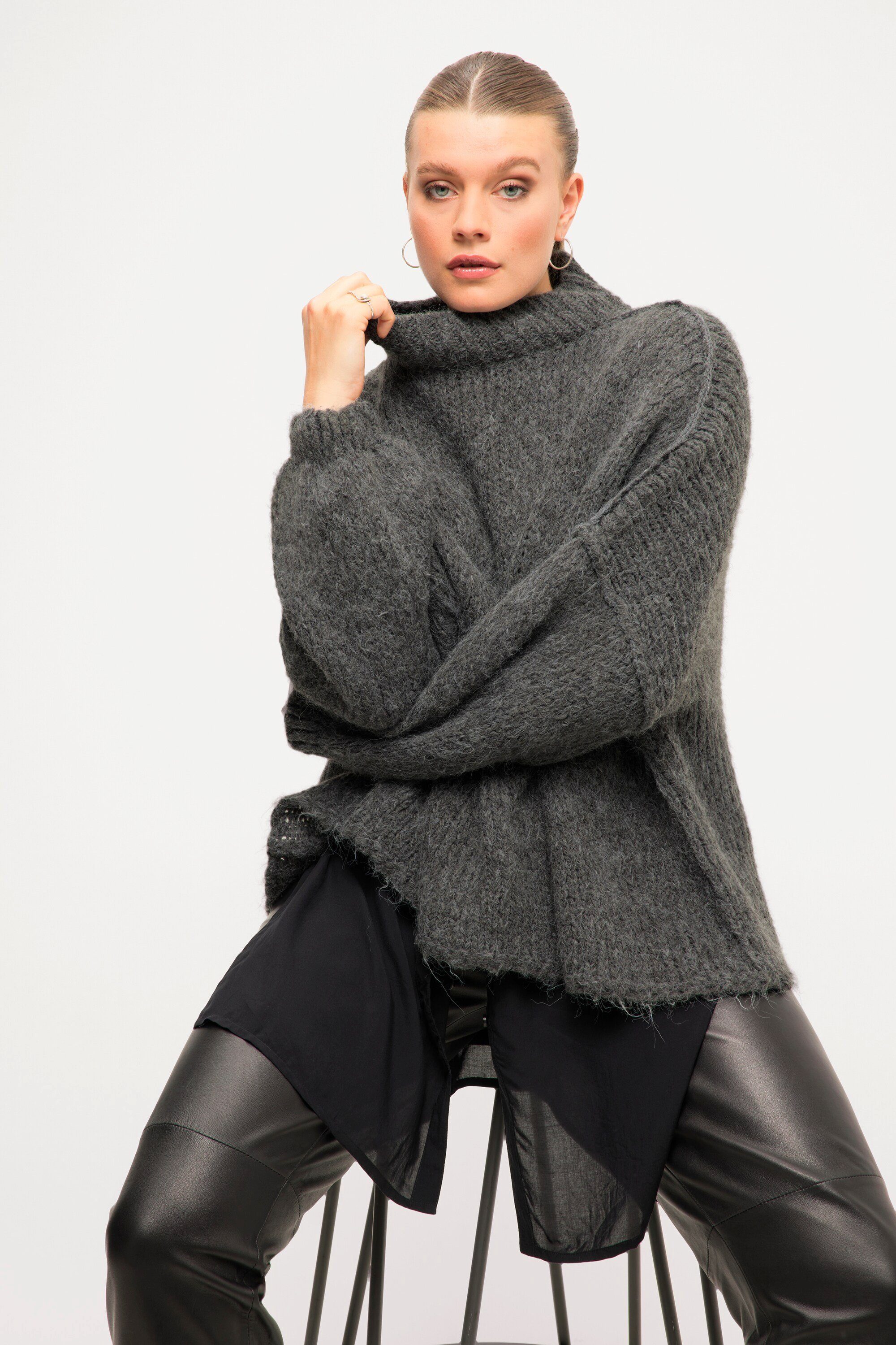 Studio Untold Fleecepullover Pullover oversized extra softer Strick Stehkragen