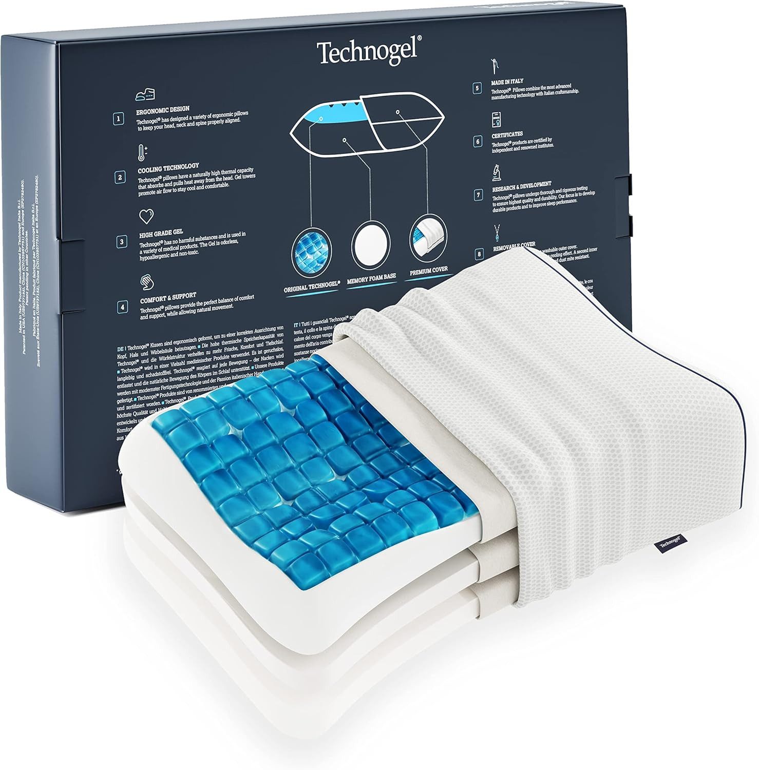 Technogel Nackenstützkissen, Bezug: 57,5% Polyester, 41% Viscose, 1,5% Elasthan