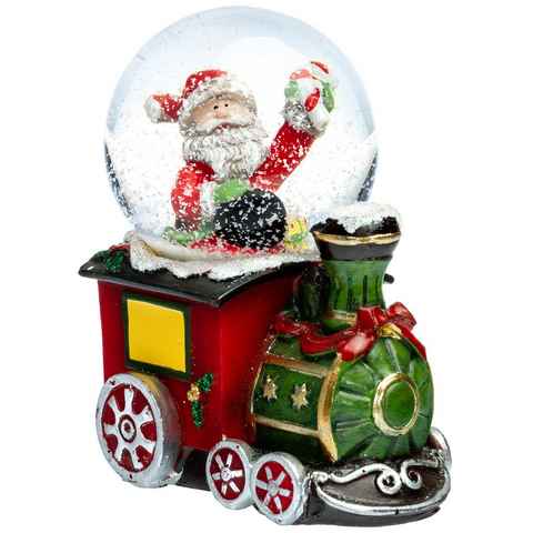 SIKORA Schneekugel SK06 Kleine Glas Schneekugel Weihnachtsmann in der Lokomotive D:45mm