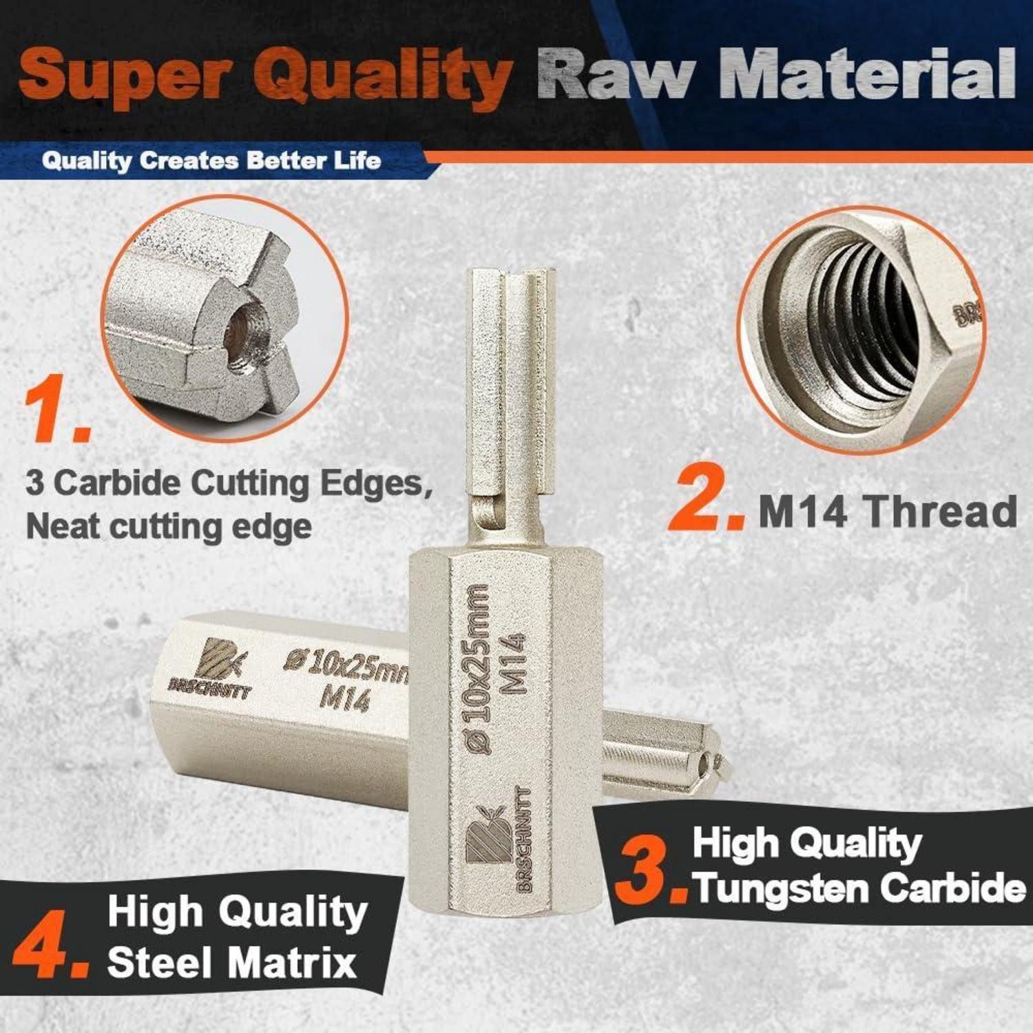 LuxusKollektion Schaftfräser Hartmetall-Fugenfräser 10x25mm M14 Winkelschleifer