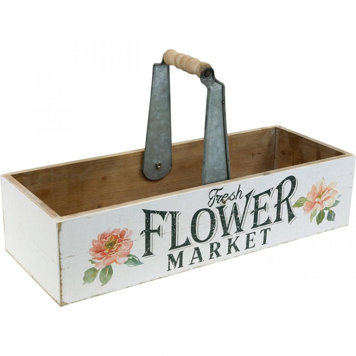 Viana Dekokorb Blumenkiste im Vintage-Stil, Dekorative Holzkiste