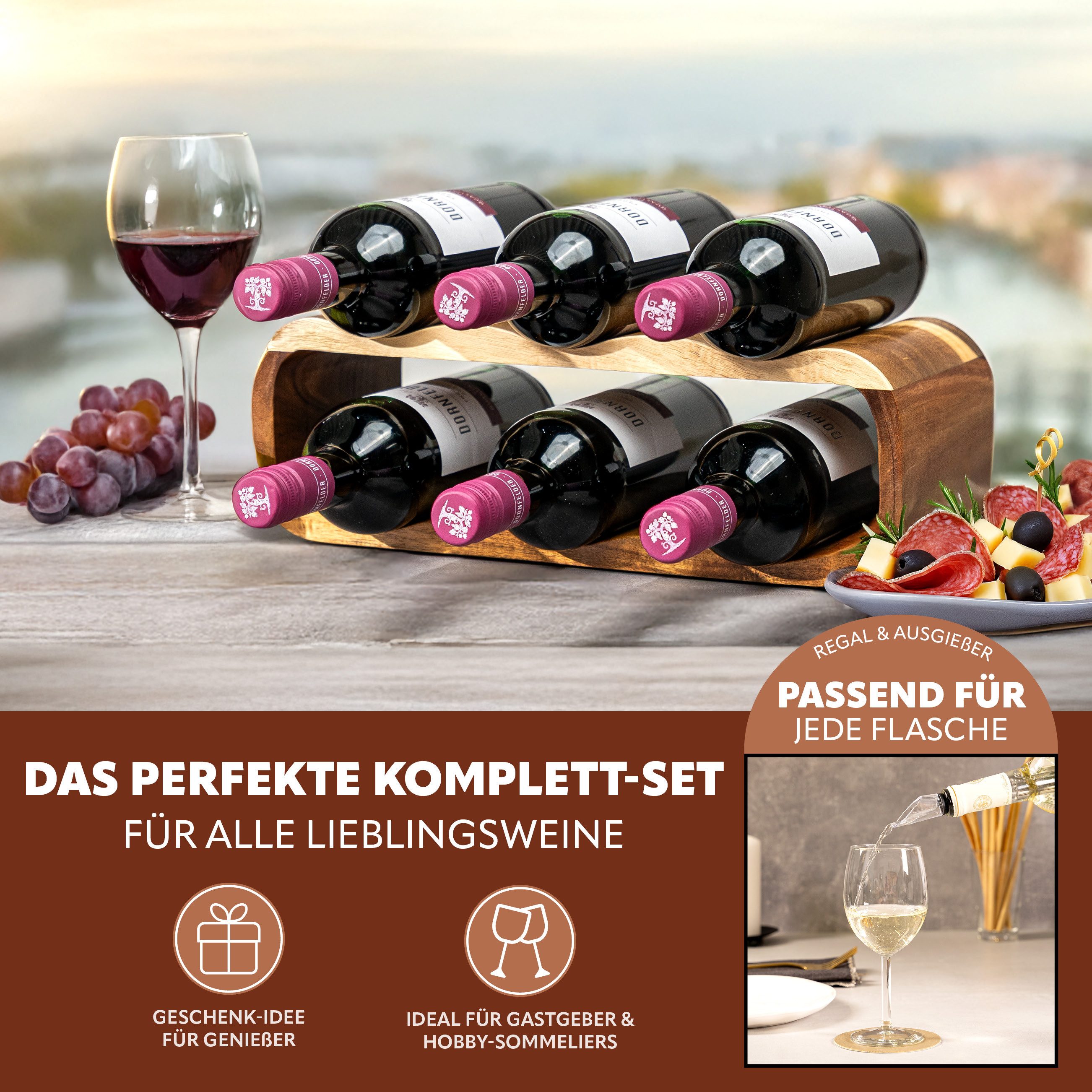 eluno Weinregal Weinregal-Set 6tlg., Sommelier-Set