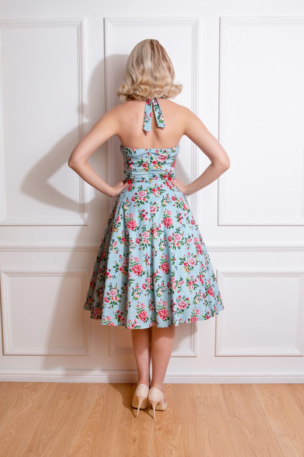 Hearts & Roses London Trägerkleid Heidi Floral Swing Dress Rockabella Vintage Retro
